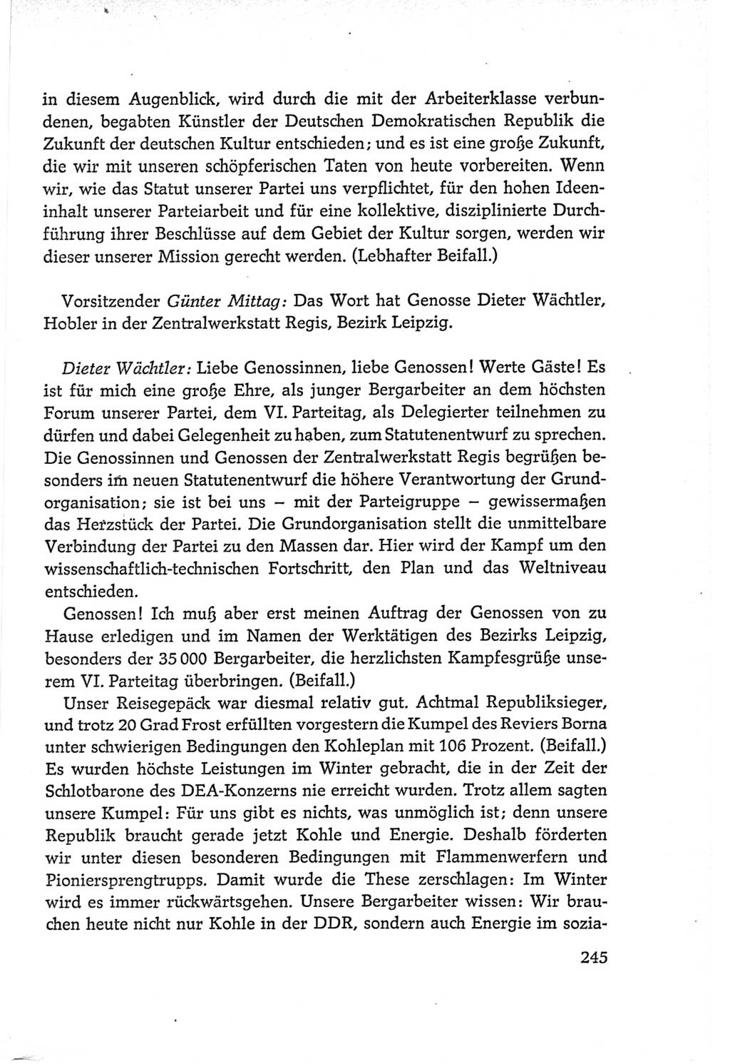 Protokoll der Verhandlungen des Ⅵ. Parteitages der Sozialistischen Einheitspartei Deutschlands (SED) [Deutsche Demokratische Republik (DDR)] 1963, Band Ⅱ, Seite 245 (Prot. Verh. Ⅵ. PT SED DDR 1963, Bd. Ⅱ, S. 245)