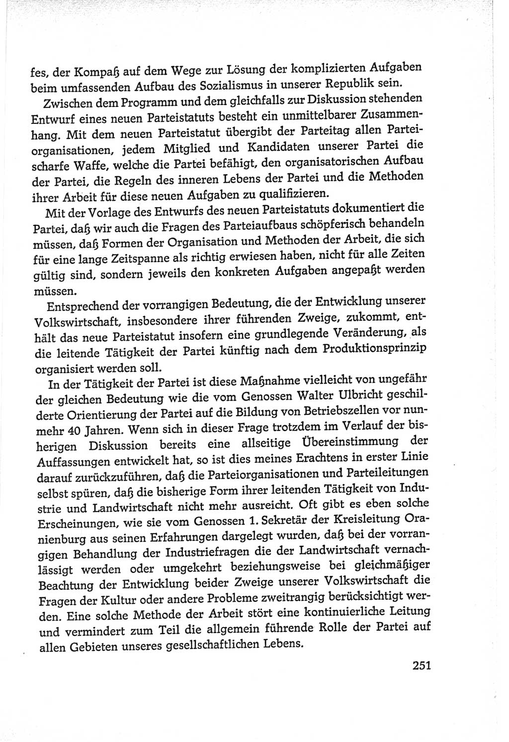 Protokoll der Verhandlungen des Ⅵ. Parteitages der Sozialistischen Einheitspartei Deutschlands (SED) [Deutsche Demokratische Republik (DDR)] 1963, Band Ⅱ, Seite 251 (Prot. Verh. Ⅵ. PT SED DDR 1963, Bd. Ⅱ, S. 251)