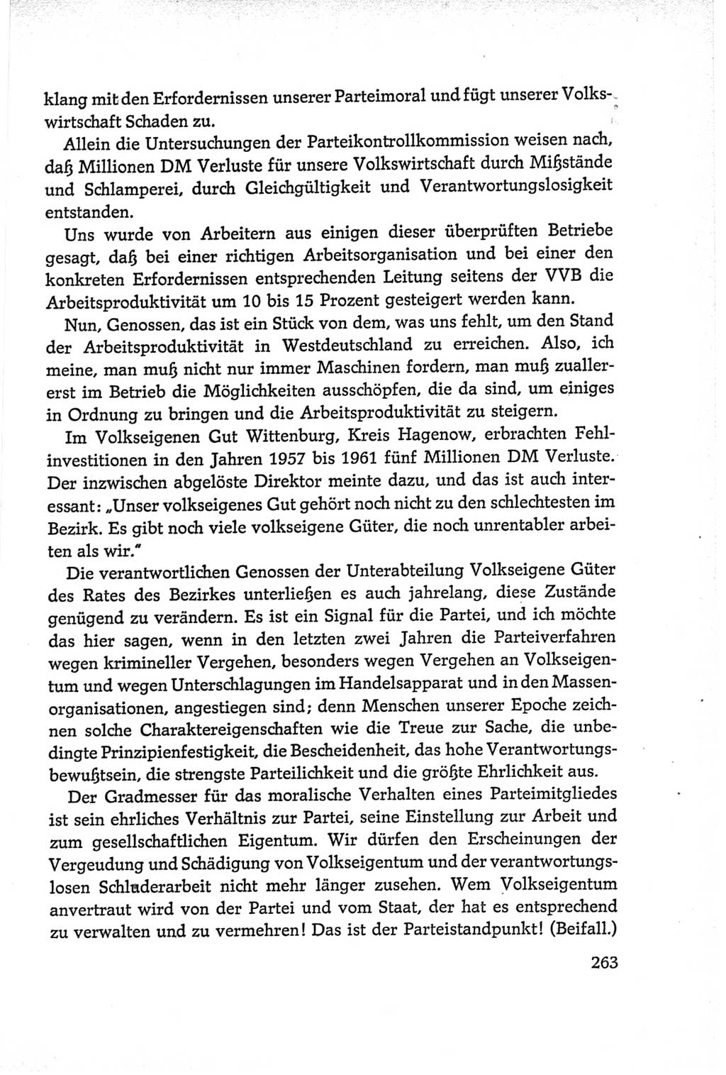 Protokoll der Verhandlungen des Ⅵ. Parteitages der Sozialistischen Einheitspartei Deutschlands (SED) [Deutsche Demokratische Republik (DDR)] 1963, Band Ⅱ, Seite 263 (Prot. Verh. Ⅵ. PT SED DDR 1963, Bd. Ⅱ, S. 263)