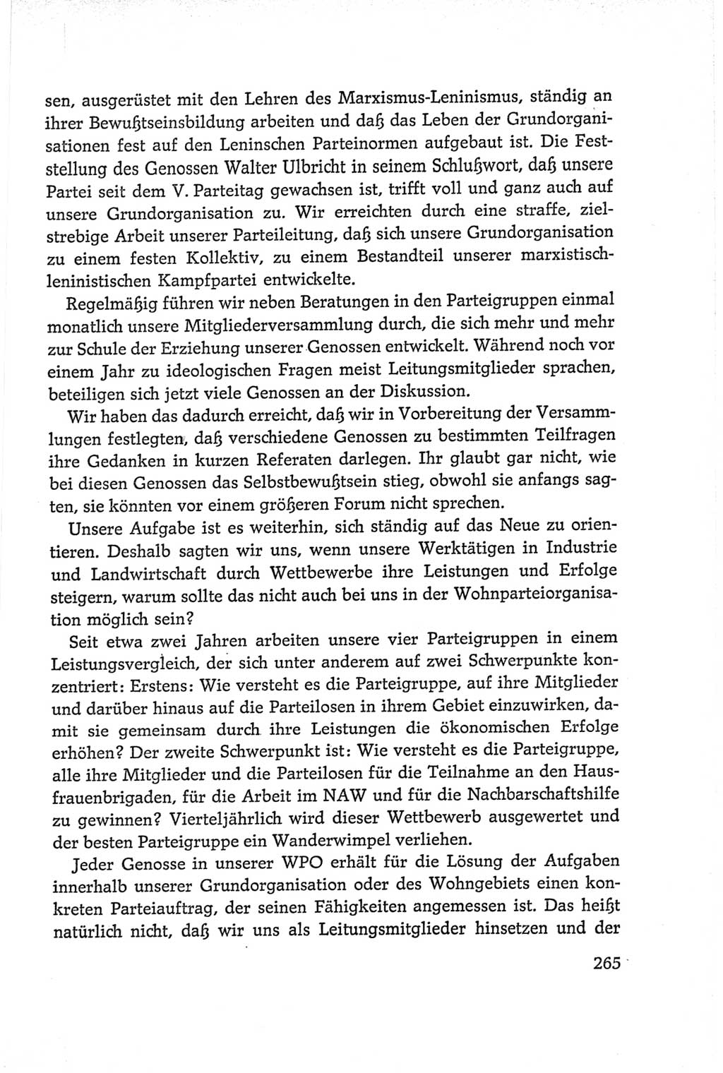 Protokoll der Verhandlungen des Ⅵ. Parteitages der Sozialistischen Einheitspartei Deutschlands (SED) [Deutsche Demokratische Republik (DDR)] 1963, Band Ⅱ, Seite 265 (Prot. Verh. Ⅵ. PT SED DDR 1963, Bd. Ⅱ, S. 265)