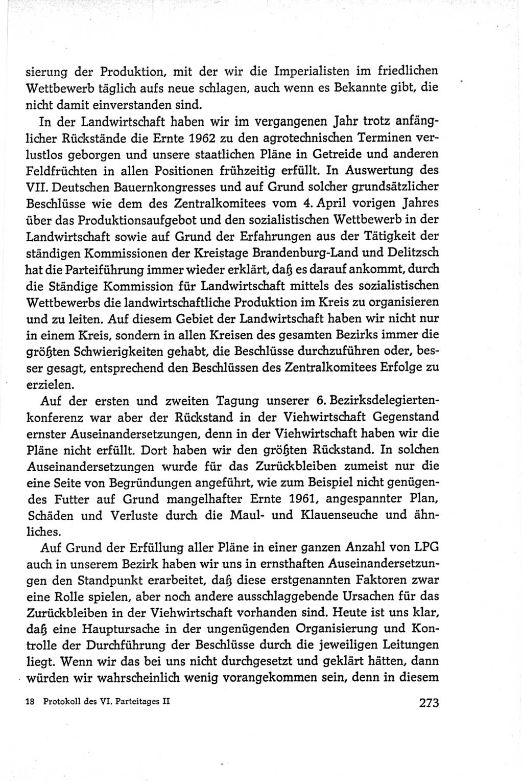 Protokoll der Verhandlungen des Ⅵ. Parteitages der Sozialistischen Einheitspartei Deutschlands (SED) [Deutsche Demokratische Republik (DDR)] 1963, Band Ⅱ, Seite 273 (Prot. Verh. Ⅵ. PT SED DDR 1963, Bd. Ⅱ, S. 273)