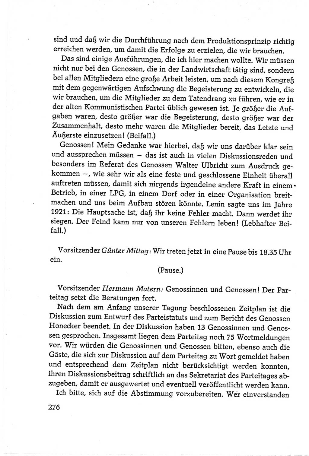 Protokoll der Verhandlungen des Ⅵ. Parteitages der Sozialistischen Einheitspartei Deutschlands (SED) [Deutsche Demokratische Republik (DDR)] 1963, Band Ⅱ, Seite 276 (Prot. Verh. Ⅵ. PT SED DDR 1963, Bd. Ⅱ, S. 276)