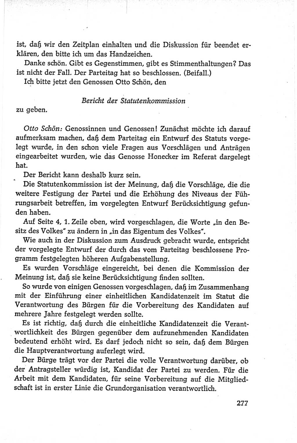 Protokoll der Verhandlungen des Ⅵ. Parteitages der Sozialistischen Einheitspartei Deutschlands (SED) [Deutsche Demokratische Republik (DDR)] 1963, Band Ⅱ, Seite 277 (Prot. Verh. Ⅵ. PT SED DDR 1963, Bd. Ⅱ, S. 277)