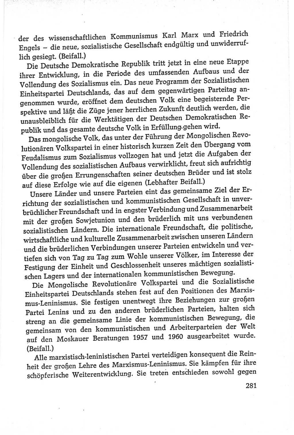 Protokoll der Verhandlungen des Ⅵ. Parteitages der Sozialistischen Einheitspartei Deutschlands (SED) [Deutsche Demokratische Republik (DDR)] 1963, Band Ⅱ, Seite 281 (Prot. Verh. Ⅵ. PT SED DDR 1963, Bd. Ⅱ, S. 281)