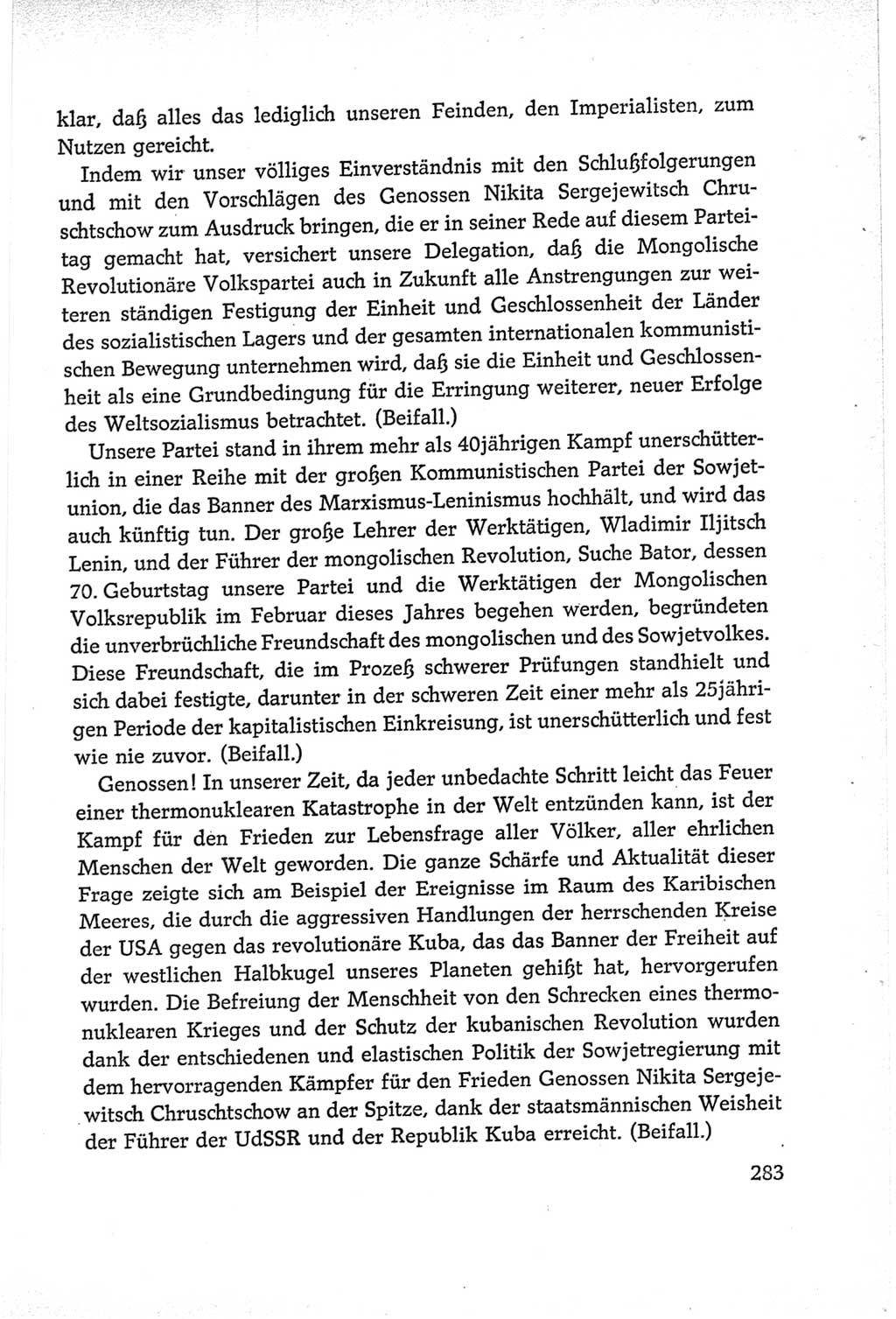 Protokoll der Verhandlungen des Ⅵ. Parteitages der Sozialistischen Einheitspartei Deutschlands (SED) [Deutsche Demokratische Republik (DDR)] 1963, Band Ⅱ, Seite 283 (Prot. Verh. Ⅵ. PT SED DDR 1963, Bd. Ⅱ, S. 283)