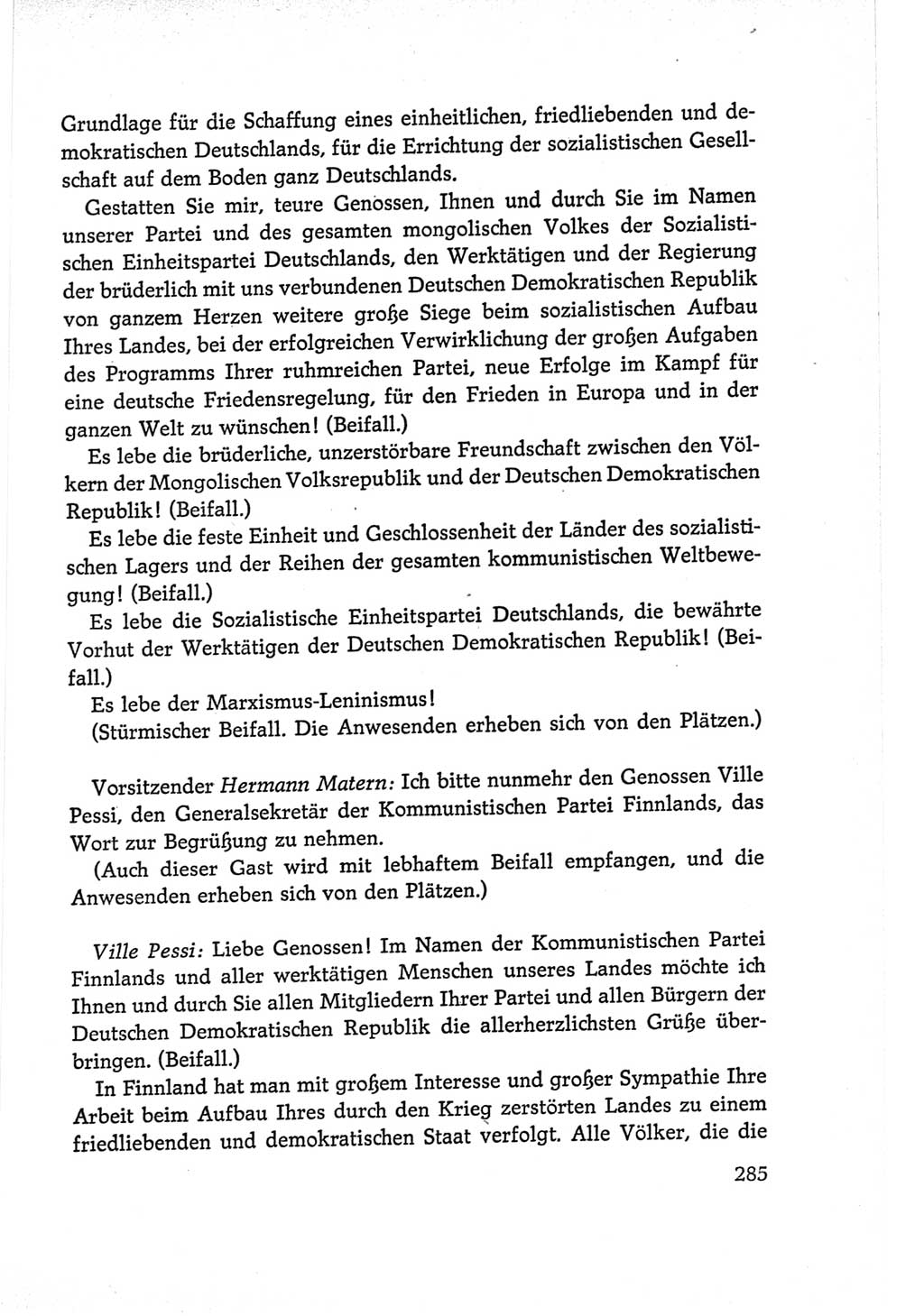 Protokoll der Verhandlungen des Ⅵ. Parteitages der Sozialistischen Einheitspartei Deutschlands (SED) [Deutsche Demokratische Republik (DDR)] 1963, Band Ⅱ, Seite 285 (Prot. Verh. Ⅵ. PT SED DDR 1963, Bd. Ⅱ, S. 285)