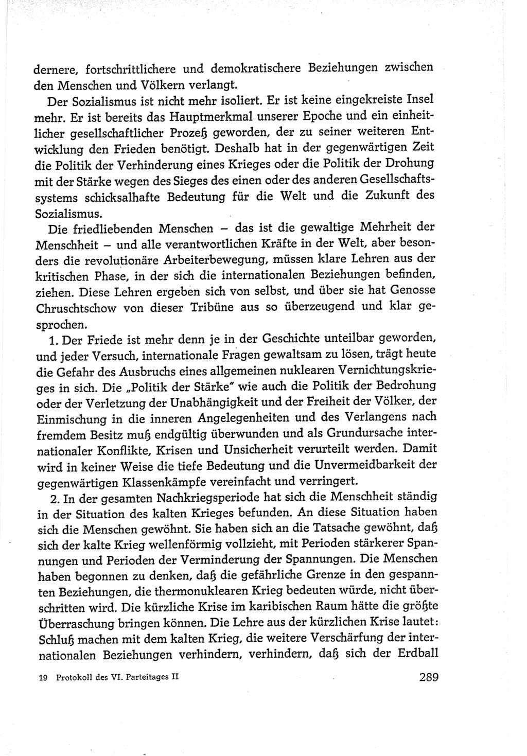 Protokoll der Verhandlungen des Ⅵ. Parteitages der Sozialistischen Einheitspartei Deutschlands (SED) [Deutsche Demokratische Republik (DDR)] 1963, Band Ⅱ, Seite 289 (Prot. Verh. Ⅵ. PT SED DDR 1963, Bd. Ⅱ, S. 289)