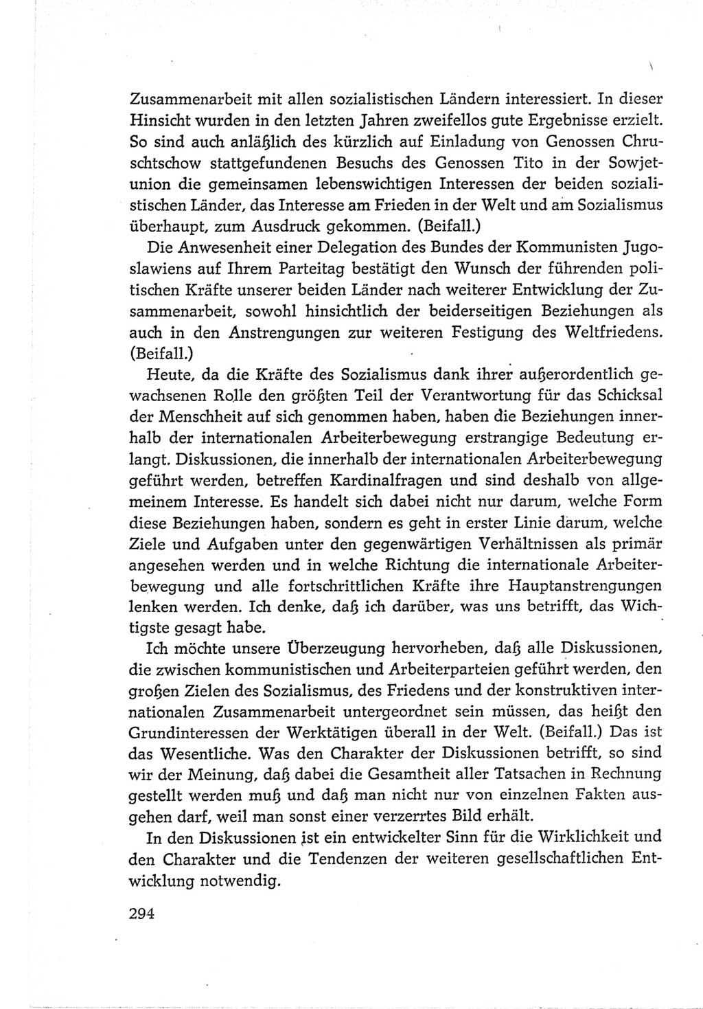 Protokoll der Verhandlungen des Ⅵ. Parteitages der Sozialistischen Einheitspartei Deutschlands (SED) [Deutsche Demokratische Republik (DDR)] 1963, Band Ⅱ, Seite 294 (Prot. Verh. Ⅵ. PT SED DDR 1963, Bd. Ⅱ, S. 294)