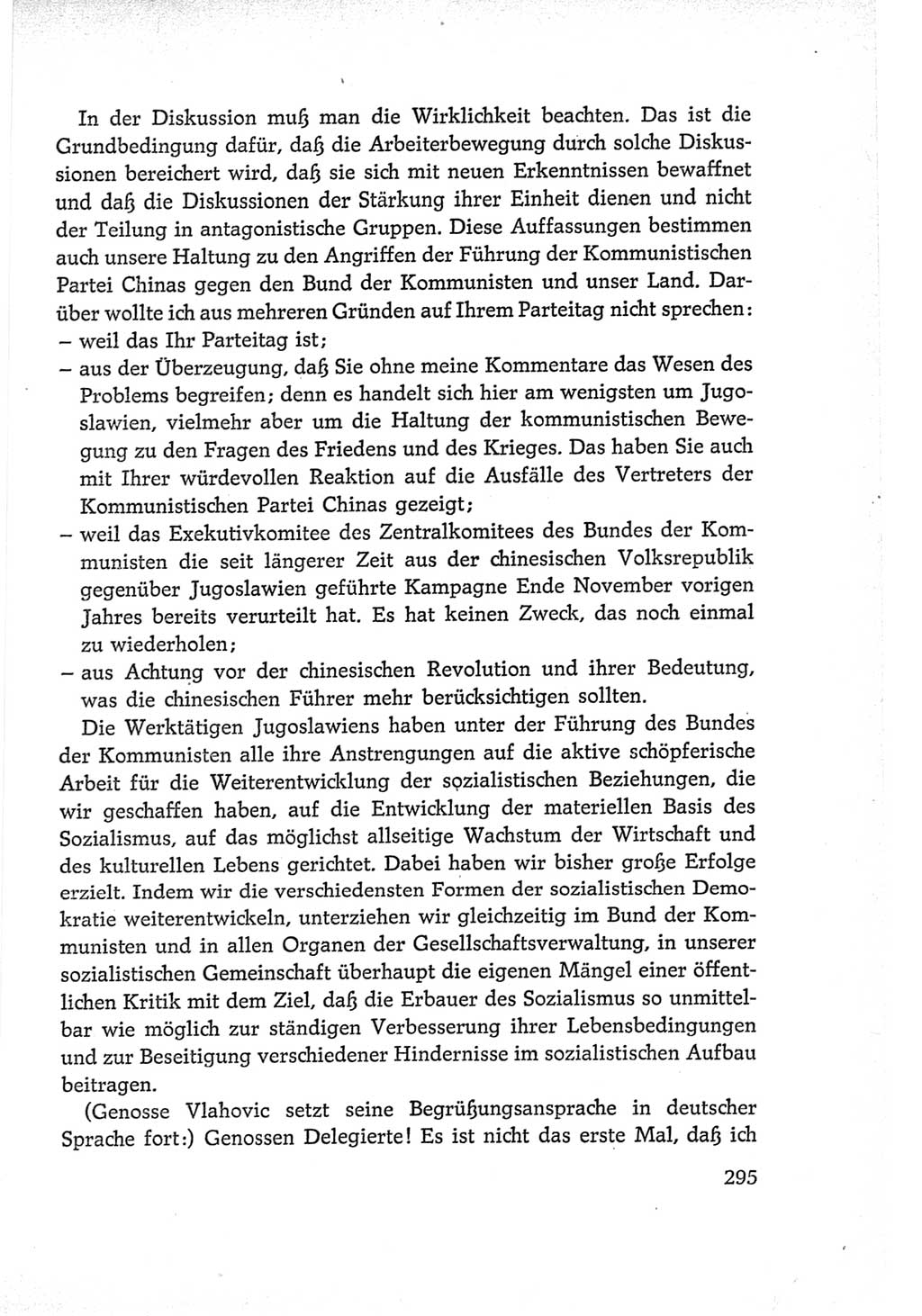 Protokoll der Verhandlungen des Ⅵ. Parteitages der Sozialistischen Einheitspartei Deutschlands (SED) [Deutsche Demokratische Republik (DDR)] 1963, Band Ⅱ, Seite 295 (Prot. Verh. Ⅵ. PT SED DDR 1963, Bd. Ⅱ, S. 295)