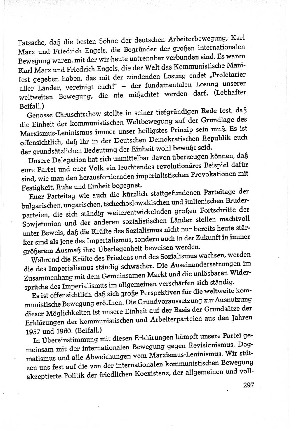Protokoll der Verhandlungen des Ⅵ. Parteitages der Sozialistischen Einheitspartei Deutschlands (SED) [Deutsche Demokratische Republik (DDR)] 1963, Band Ⅱ, Seite 297 (Prot. Verh. Ⅵ. PT SED DDR 1963, Bd. Ⅱ, S. 297)