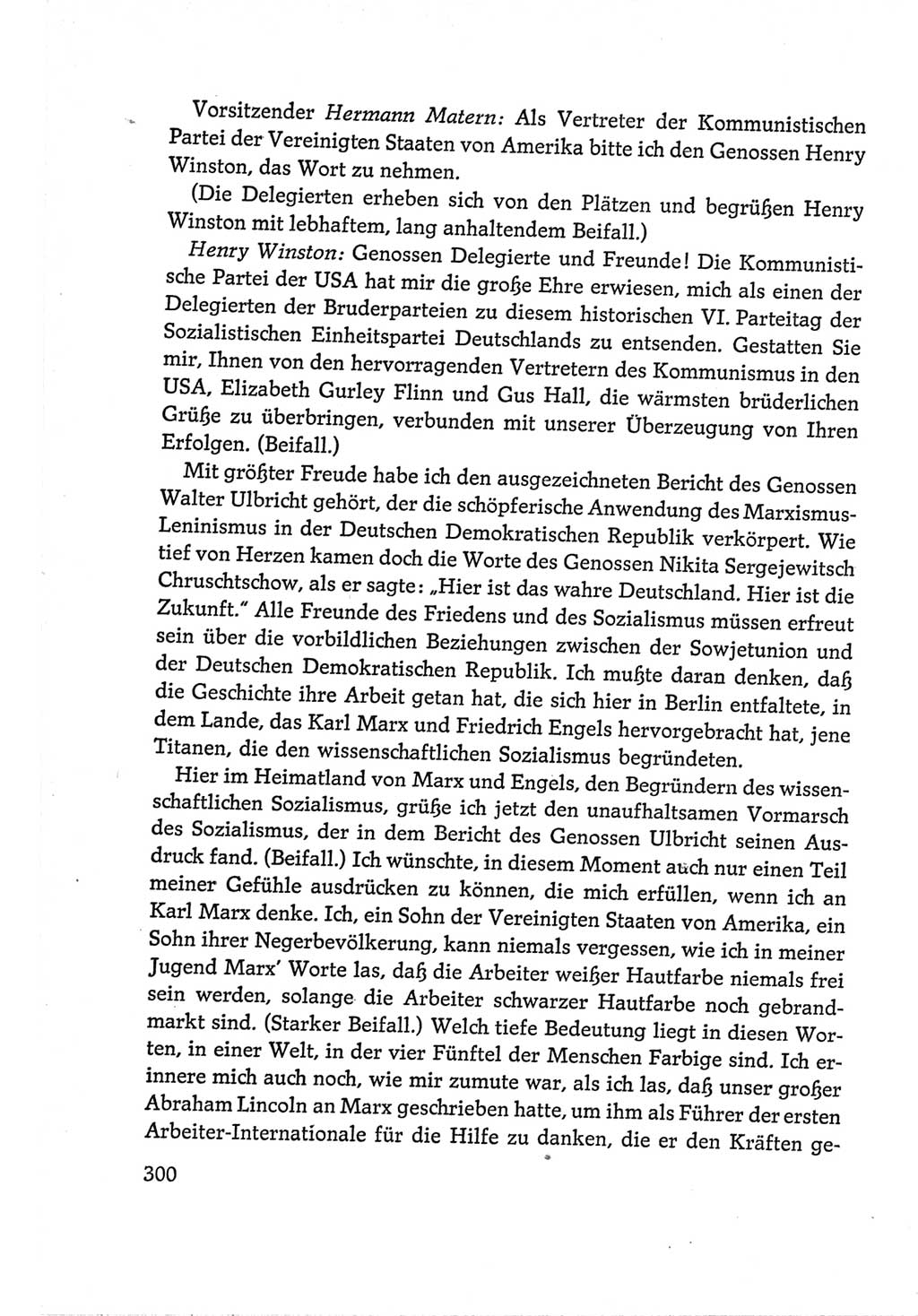 Protokoll der Verhandlungen des Ⅵ. Parteitages der Sozialistischen Einheitspartei Deutschlands (SED) [Deutsche Demokratische Republik (DDR)] 1963, Band Ⅱ, Seite 300 (Prot. Verh. Ⅵ. PT SED DDR 1963, Bd. Ⅱ, S. 300)