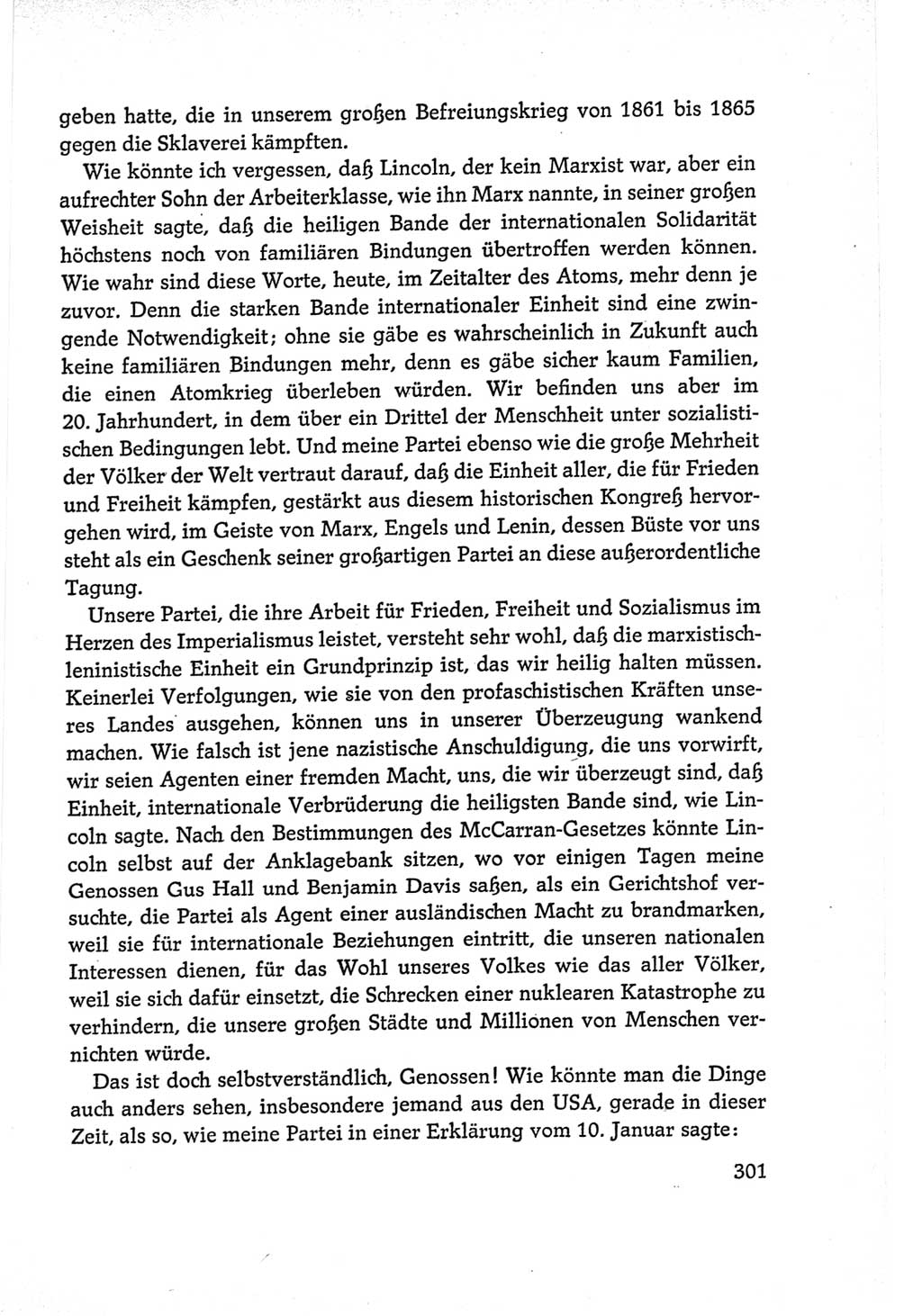 Protokoll der Verhandlungen des Ⅵ. Parteitages der Sozialistischen Einheitspartei Deutschlands (SED) [Deutsche Demokratische Republik (DDR)] 1963, Band Ⅱ, Seite 301 (Prot. Verh. Ⅵ. PT SED DDR 1963, Bd. Ⅱ, S. 301)