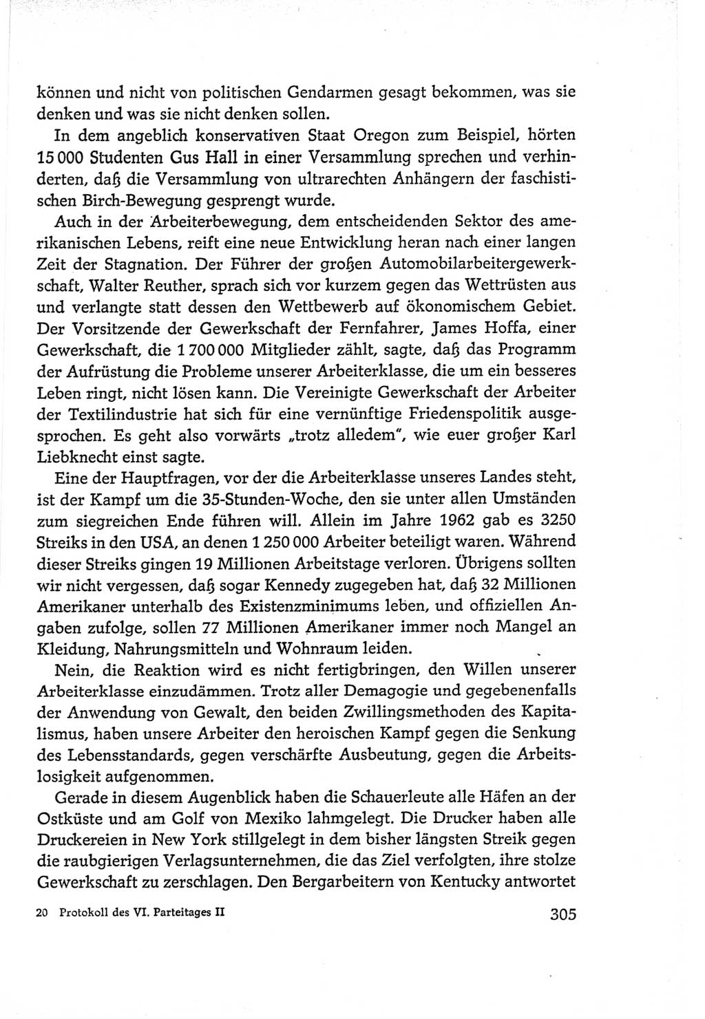 Protokoll der Verhandlungen des Ⅵ. Parteitages der Sozialistischen Einheitspartei Deutschlands (SED) [Deutsche Demokratische Republik (DDR)] 1963, Band Ⅱ, Seite 305 (Prot. Verh. Ⅵ. PT SED DDR 1963, Bd. Ⅱ, S. 305)