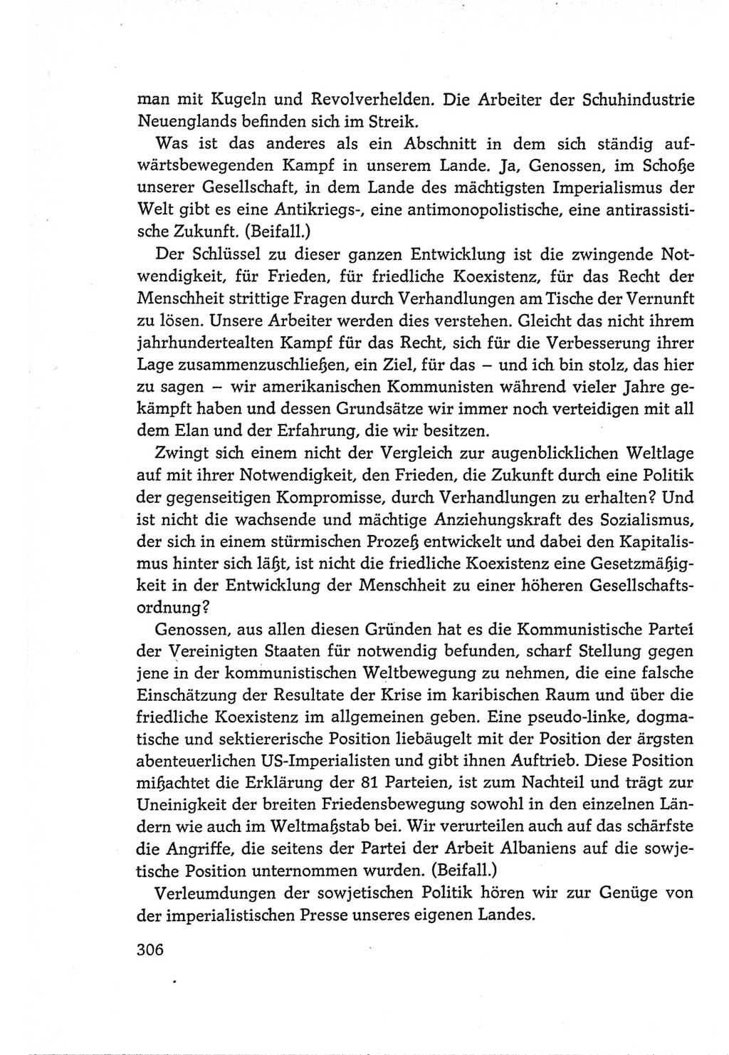 Protokoll der Verhandlungen des Ⅵ. Parteitages der Sozialistischen Einheitspartei Deutschlands (SED) [Deutsche Demokratische Republik (DDR)] 1963, Band Ⅱ, Seite 306 (Prot. Verh. Ⅵ. PT SED DDR 1963, Bd. Ⅱ, S. 306)