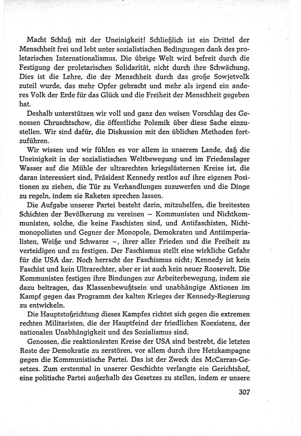 Protokoll der Verhandlungen des Ⅵ. Parteitages der Sozialistischen Einheitspartei Deutschlands (SED) [Deutsche Demokratische Republik (DDR)] 1963, Band Ⅱ, Seite 307 (Prot. Verh. Ⅵ. PT SED DDR 1963, Bd. Ⅱ, S. 307)