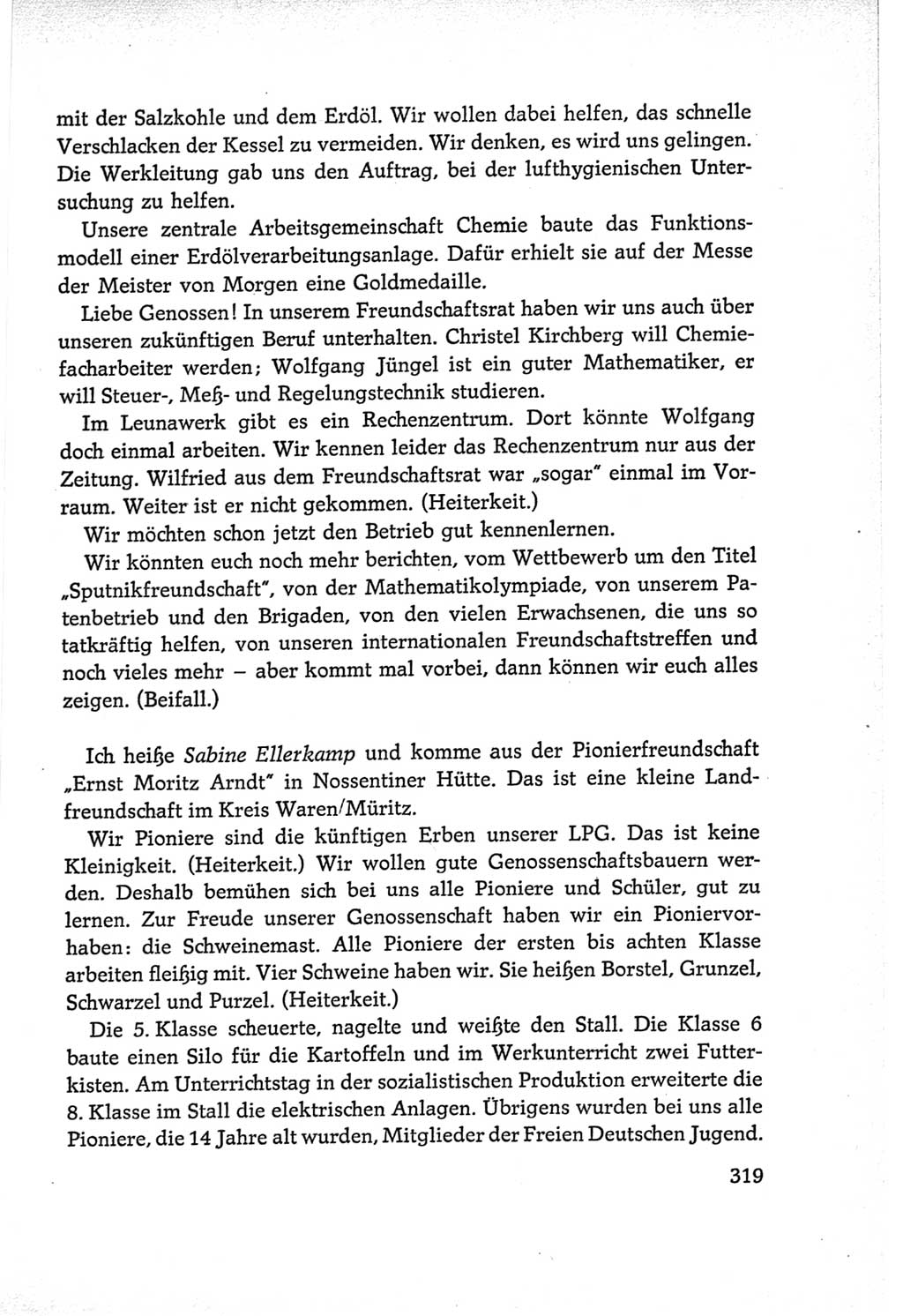 Protokoll der Verhandlungen des Ⅵ. Parteitages der Sozialistischen Einheitspartei Deutschlands (SED) [Deutsche Demokratische Republik (DDR)] 1963, Band Ⅱ, Seite 319 (Prot. Verh. Ⅵ. PT SED DDR 1963, Bd. Ⅱ, S. 319)