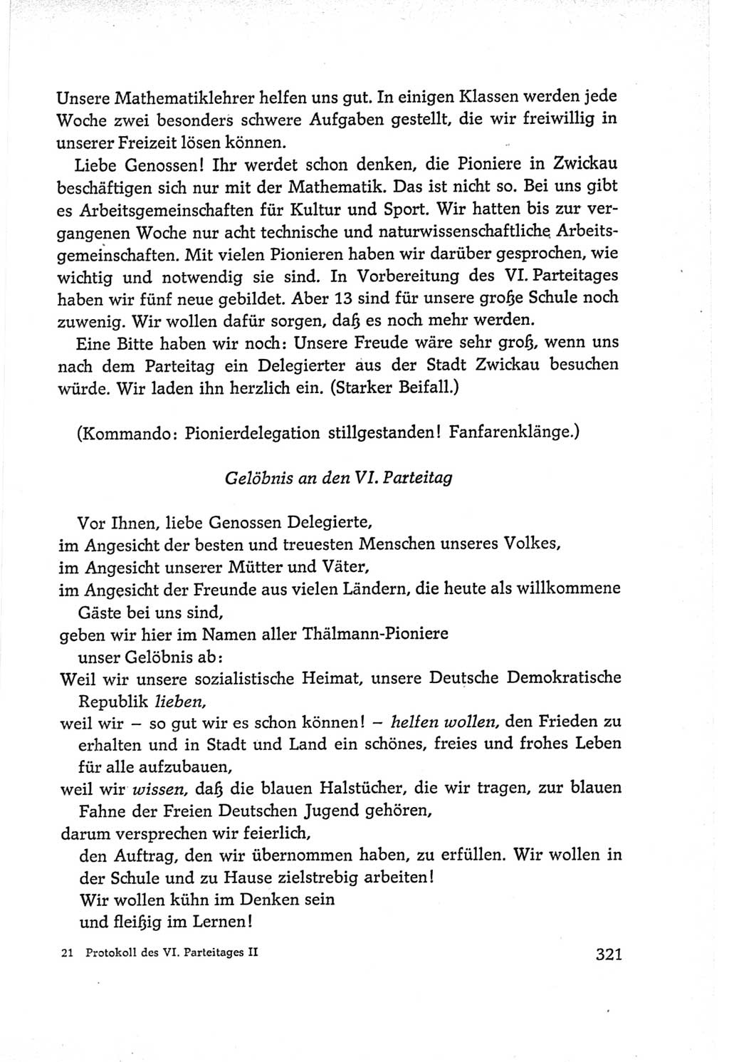 Protokoll der Verhandlungen des Ⅵ. Parteitages der Sozialistischen Einheitspartei Deutschlands (SED) [Deutsche Demokratische Republik (DDR)] 1963, Band Ⅱ, Seite 321 (Prot. Verh. Ⅵ. PT SED DDR 1963, Bd. Ⅱ, S. 321)