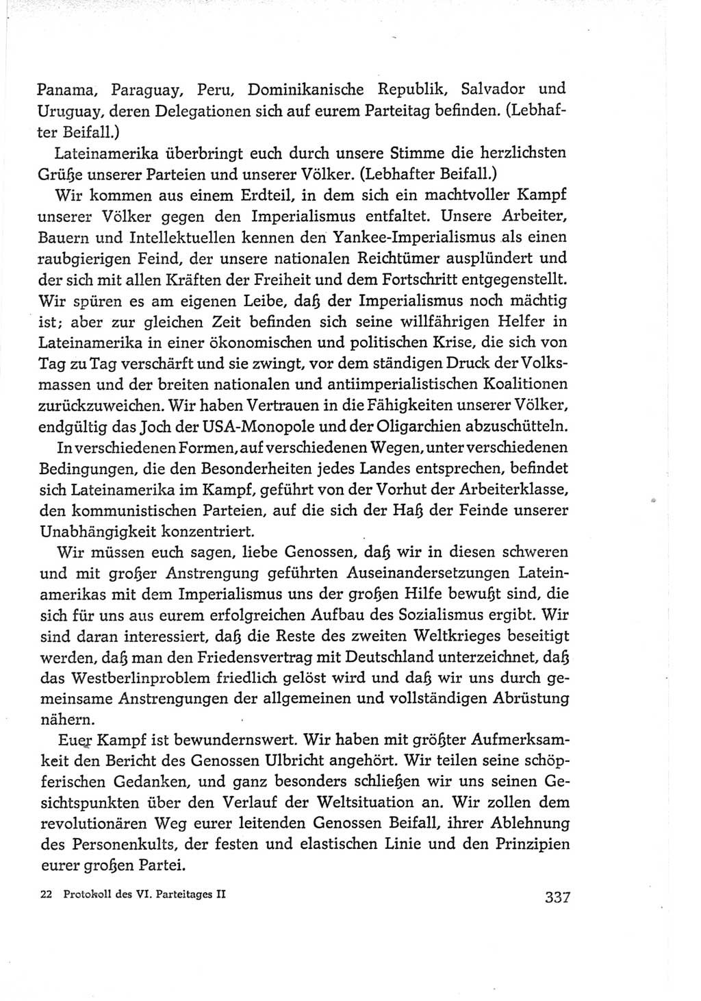 Protokoll der Verhandlungen des Ⅵ. Parteitages der Sozialistischen Einheitspartei Deutschlands (SED) [Deutsche Demokratische Republik (DDR)] 1963, Band Ⅱ, Seite 337 (Prot. Verh. Ⅵ. PT SED DDR 1963, Bd. Ⅱ, S. 337)