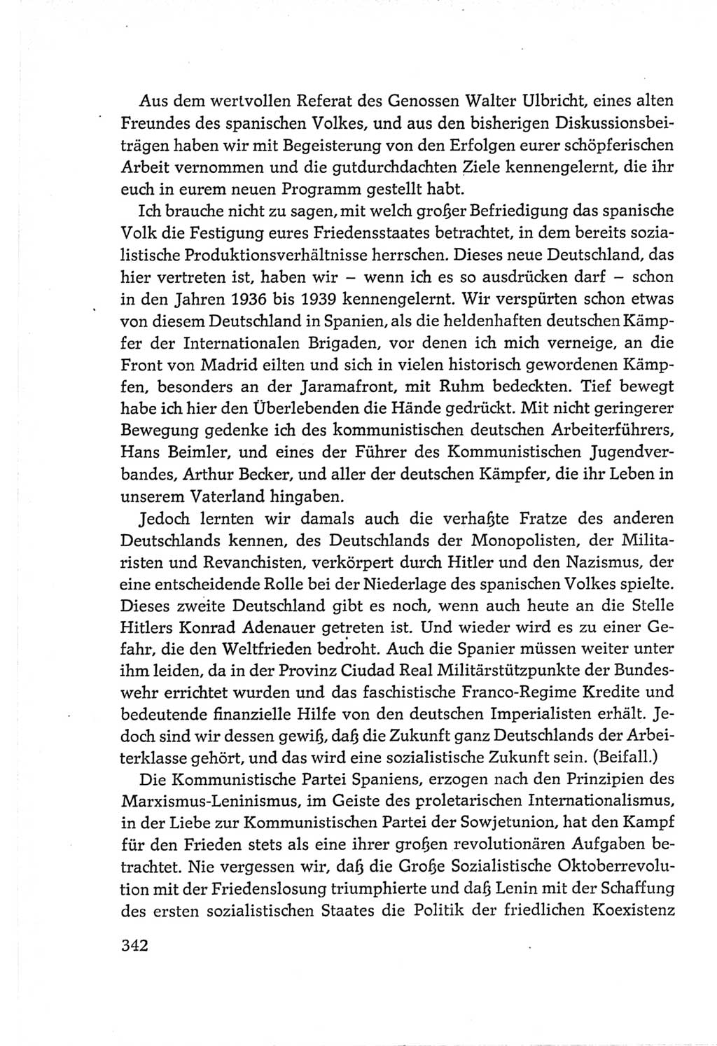 Protokoll der Verhandlungen des Ⅵ. Parteitages der Sozialistischen Einheitspartei Deutschlands (SED) [Deutsche Demokratische Republik (DDR)] 1963, Band Ⅱ, Seite 342 (Prot. Verh. Ⅵ. PT SED DDR 1963, Bd. Ⅱ, S. 342)