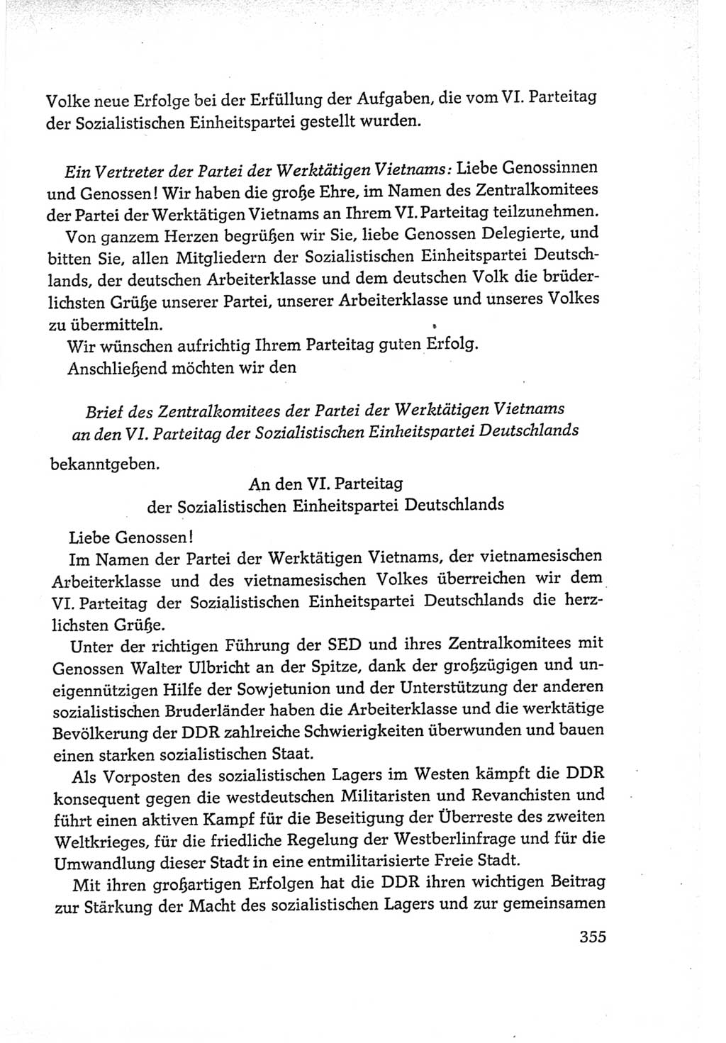 Protokoll der Verhandlungen des Ⅵ. Parteitages der Sozialistischen Einheitspartei Deutschlands (SED) [Deutsche Demokratische Republik (DDR)] 1963, Band Ⅱ, Seite 355 (Prot. Verh. Ⅵ. PT SED DDR 1963, Bd. Ⅱ, S. 355)