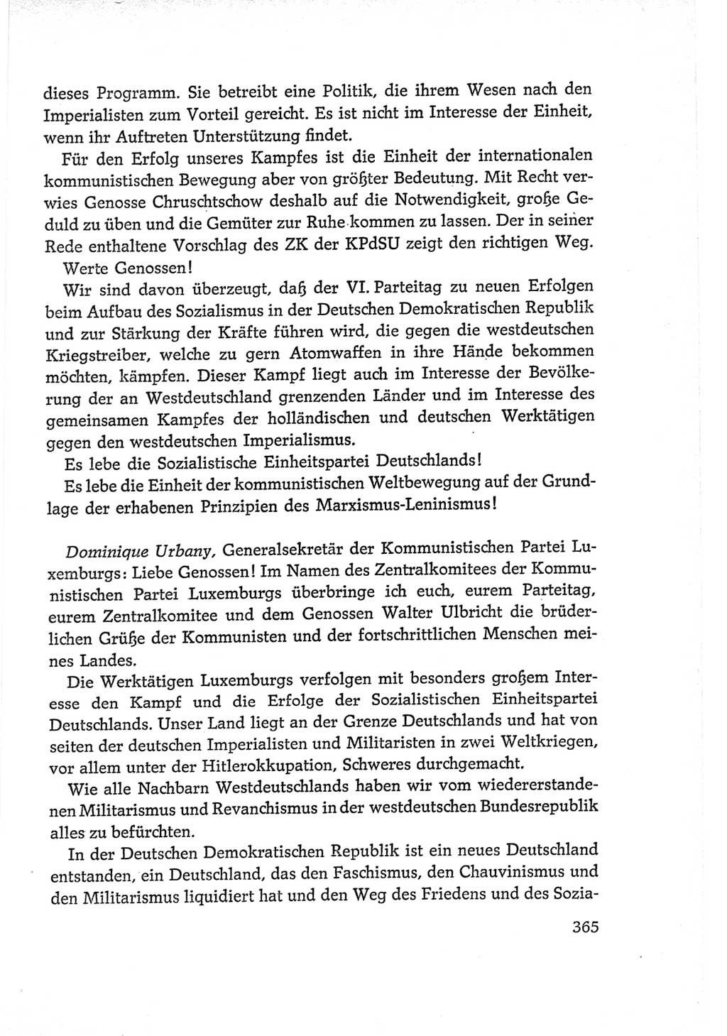 Protokoll der Verhandlungen des Ⅵ. Parteitages der Sozialistischen Einheitspartei Deutschlands (SED) [Deutsche Demokratische Republik (DDR)] 1963, Band Ⅱ, Seite 365 (Prot. Verh. Ⅵ. PT SED DDR 1963, Bd. Ⅱ, S. 365)