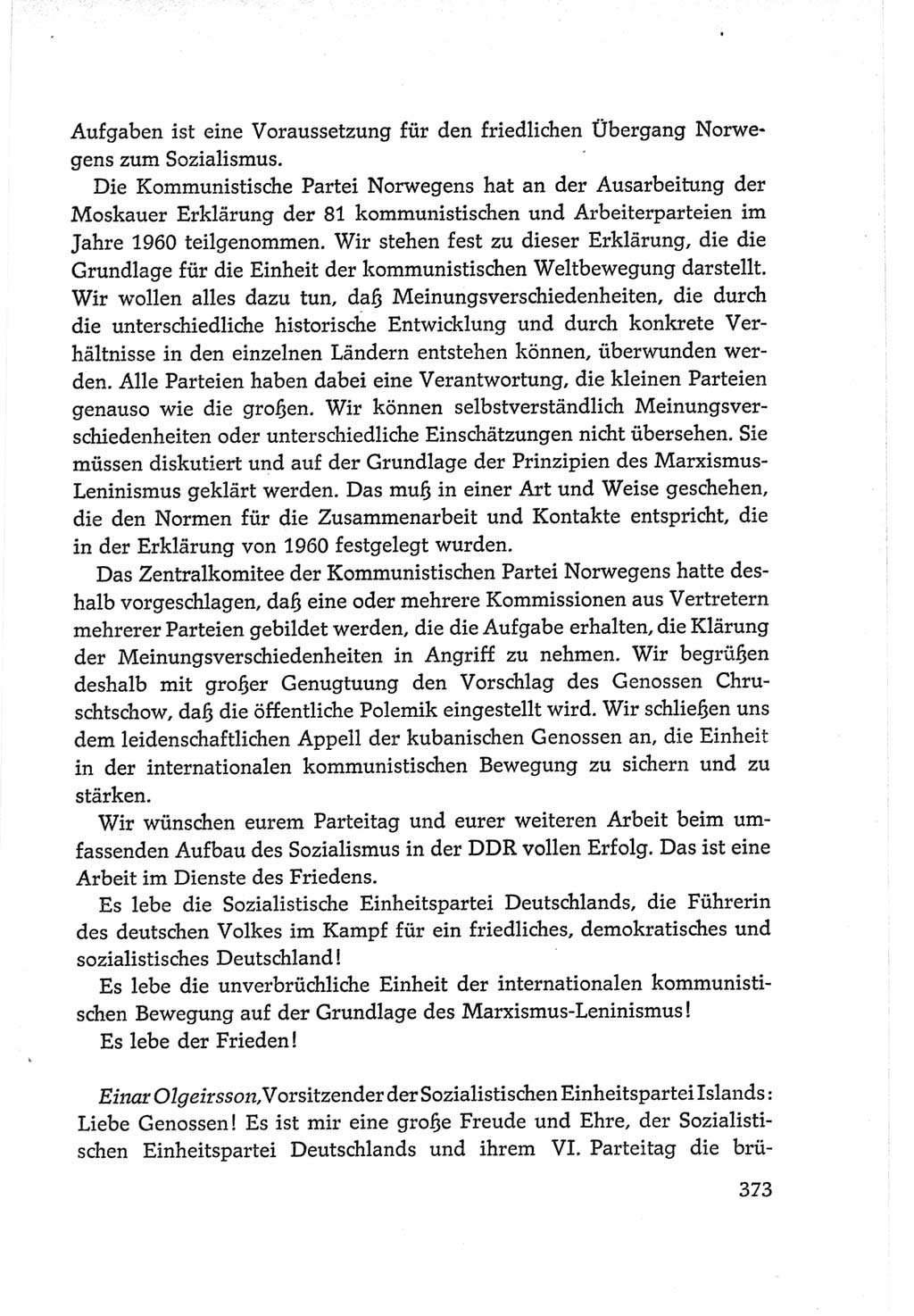 Protokoll der Verhandlungen des Ⅵ. Parteitages der Sozialistischen Einheitspartei Deutschlands (SED) [Deutsche Demokratische Republik (DDR)] 1963, Band Ⅱ, Seite 373 (Prot. Verh. Ⅵ. PT SED DDR 1963, Bd. Ⅱ, S. 373)
