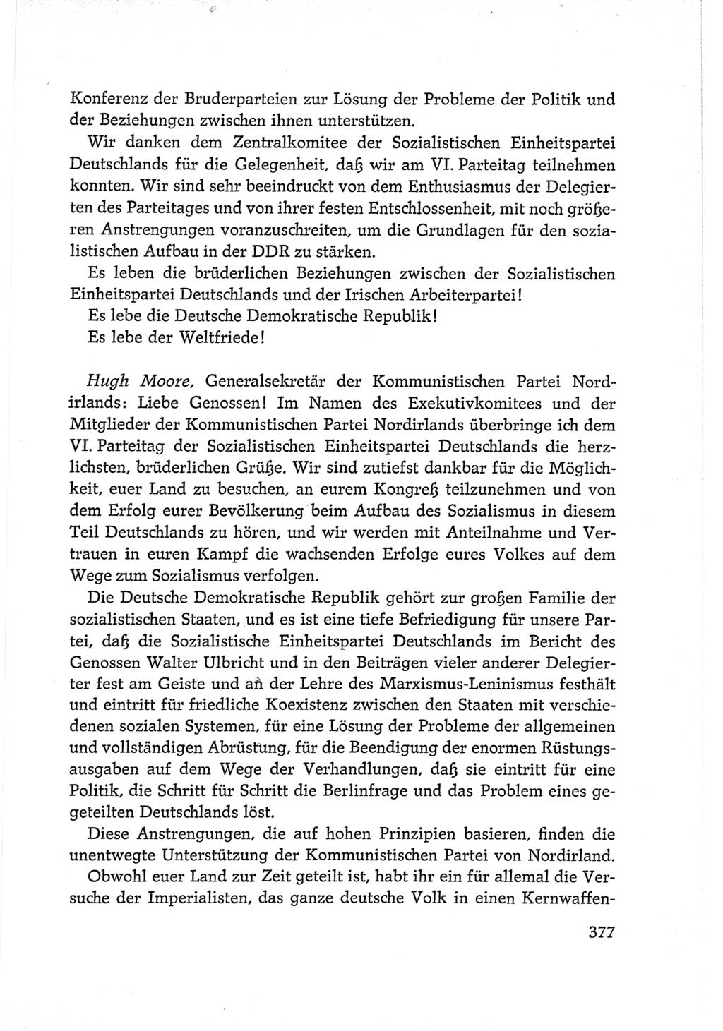 Protokoll der Verhandlungen des Ⅵ. Parteitages der Sozialistischen Einheitspartei Deutschlands (SED) [Deutsche Demokratische Republik (DDR)] 1963, Band Ⅱ, Seite 377 (Prot. Verh. Ⅵ. PT SED DDR 1963, Bd. Ⅱ, S. 377)