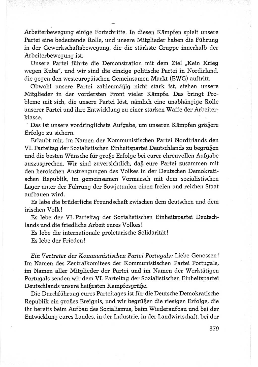 Protokoll der Verhandlungen des Ⅵ. Parteitages der Sozialistischen Einheitspartei Deutschlands (SED) [Deutsche Demokratische Republik (DDR)] 1963, Band Ⅱ, Seite 379 (Prot. Verh. Ⅵ. PT SED DDR 1963, Bd. Ⅱ, S. 379)