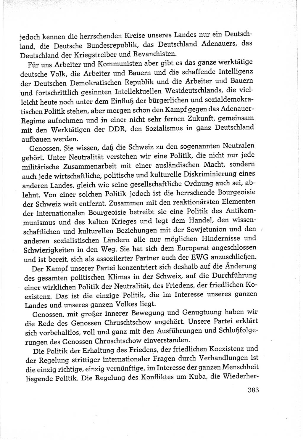 Protokoll der Verhandlungen des Ⅵ. Parteitages der Sozialistischen Einheitspartei Deutschlands (SED) [Deutsche Demokratische Republik (DDR)] 1963, Band Ⅱ, Seite 383 (Prot. Verh. Ⅵ. PT SED DDR 1963, Bd. Ⅱ, S. 383)