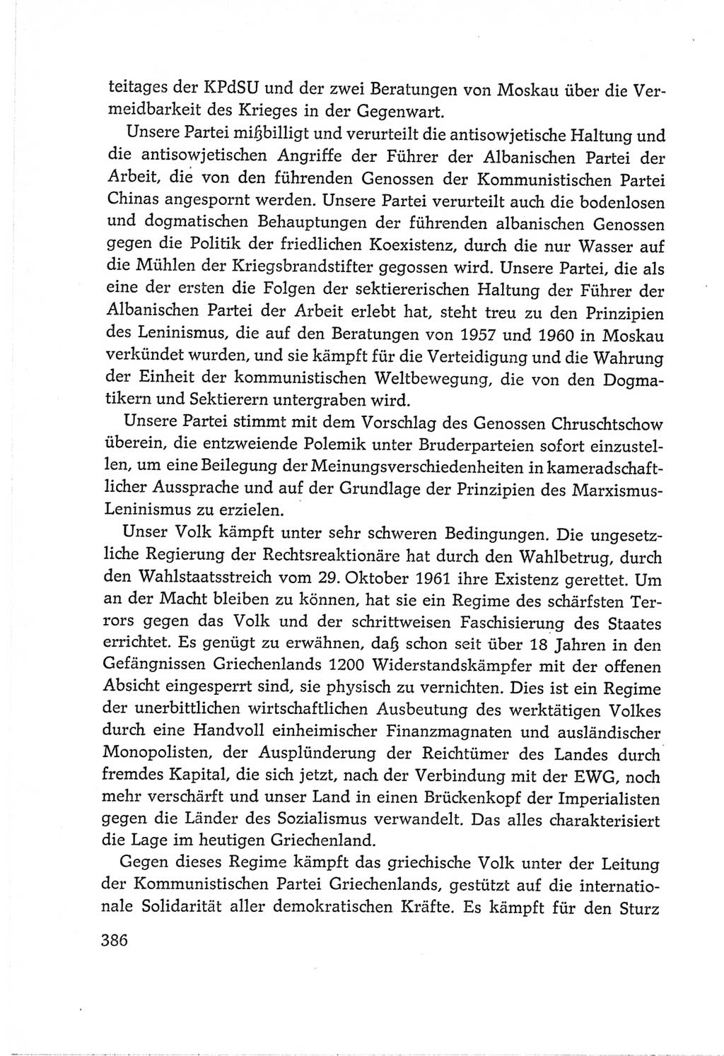 Protokoll der Verhandlungen des Ⅵ. Parteitages der Sozialistischen Einheitspartei Deutschlands (SED) [Deutsche Demokratische Republik (DDR)] 1963, Band Ⅱ, Seite 386 (Prot. Verh. Ⅵ. PT SED DDR 1963, Bd. Ⅱ, S. 386)
