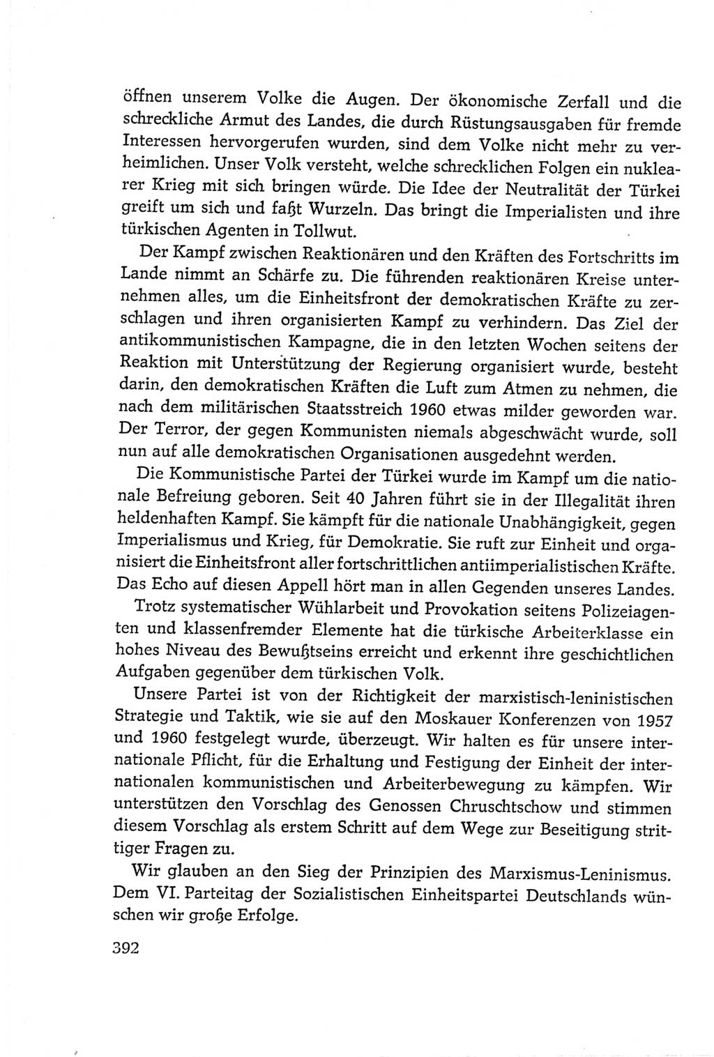 Protokoll der Verhandlungen des Ⅵ. Parteitages der Sozialistischen Einheitspartei Deutschlands (SED) [Deutsche Demokratische Republik (DDR)] 1963, Band Ⅱ, Seite 392 (Prot. Verh. Ⅵ. PT SED DDR 1963, Bd. Ⅱ, S. 392)