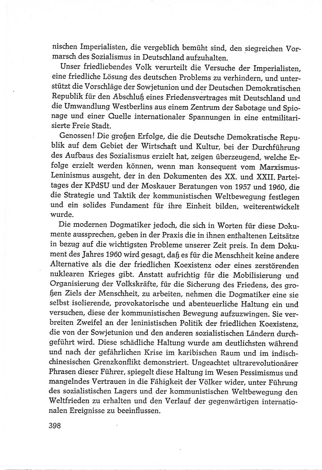 Protokoll der Verhandlungen des Ⅵ. Parteitages der Sozialistischen Einheitspartei Deutschlands (SED) [Deutsche Demokratische Republik (DDR)] 1963, Band Ⅱ, Seite 398 (Prot. Verh. Ⅵ. PT SED DDR 1963, Bd. Ⅱ, S. 398)