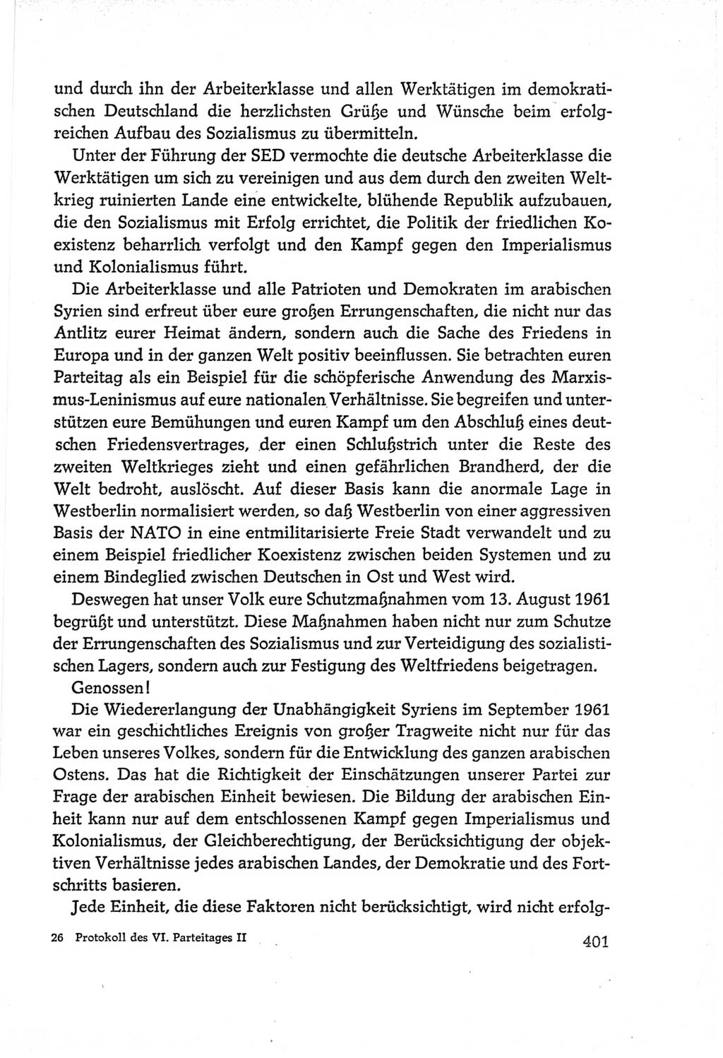 Protokoll der Verhandlungen des Ⅵ. Parteitages der Sozialistischen Einheitspartei Deutschlands (SED) [Deutsche Demokratische Republik (DDR)] 1963, Band Ⅱ, Seite 401 (Prot. Verh. Ⅵ. PT SED DDR 1963, Bd. Ⅱ, S. 401)