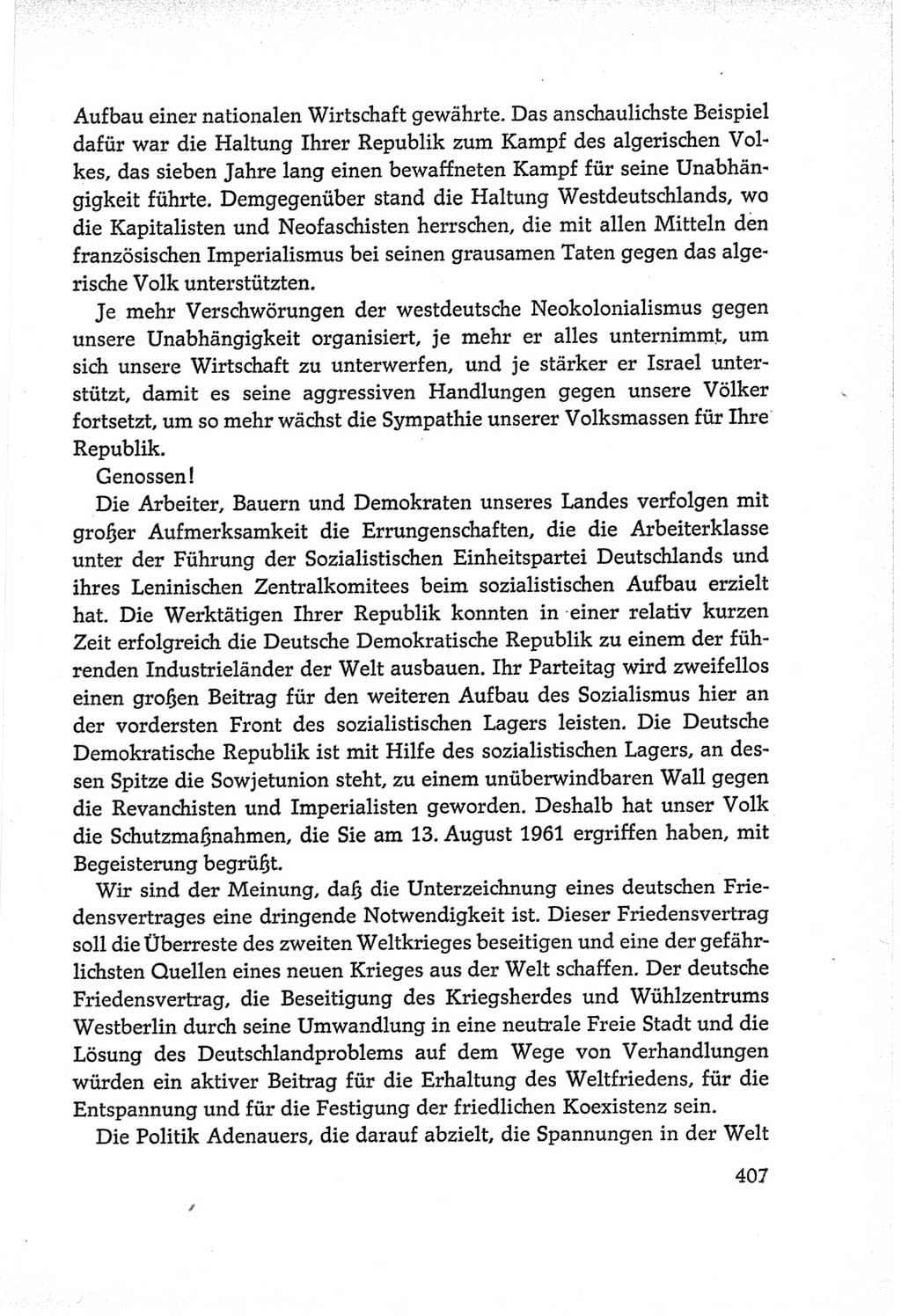 Protokoll der Verhandlungen des Ⅵ. Parteitages der Sozialistischen Einheitspartei Deutschlands (SED) [Deutsche Demokratische Republik (DDR)] 1963, Band Ⅱ, Seite 407 (Prot. Verh. Ⅵ. PT SED DDR 1963, Bd. Ⅱ, S. 407)