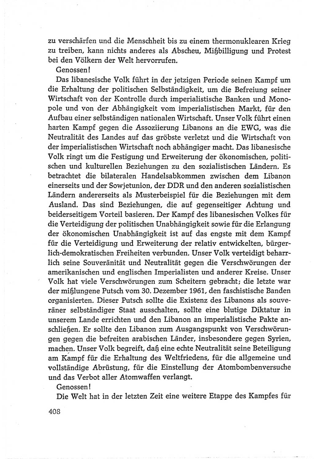 Protokoll der Verhandlungen des Ⅵ. Parteitages der Sozialistischen Einheitspartei Deutschlands (SED) [Deutsche Demokratische Republik (DDR)] 1963, Band Ⅱ, Seite 408 (Prot. Verh. Ⅵ. PT SED DDR 1963, Bd. Ⅱ, S. 408)