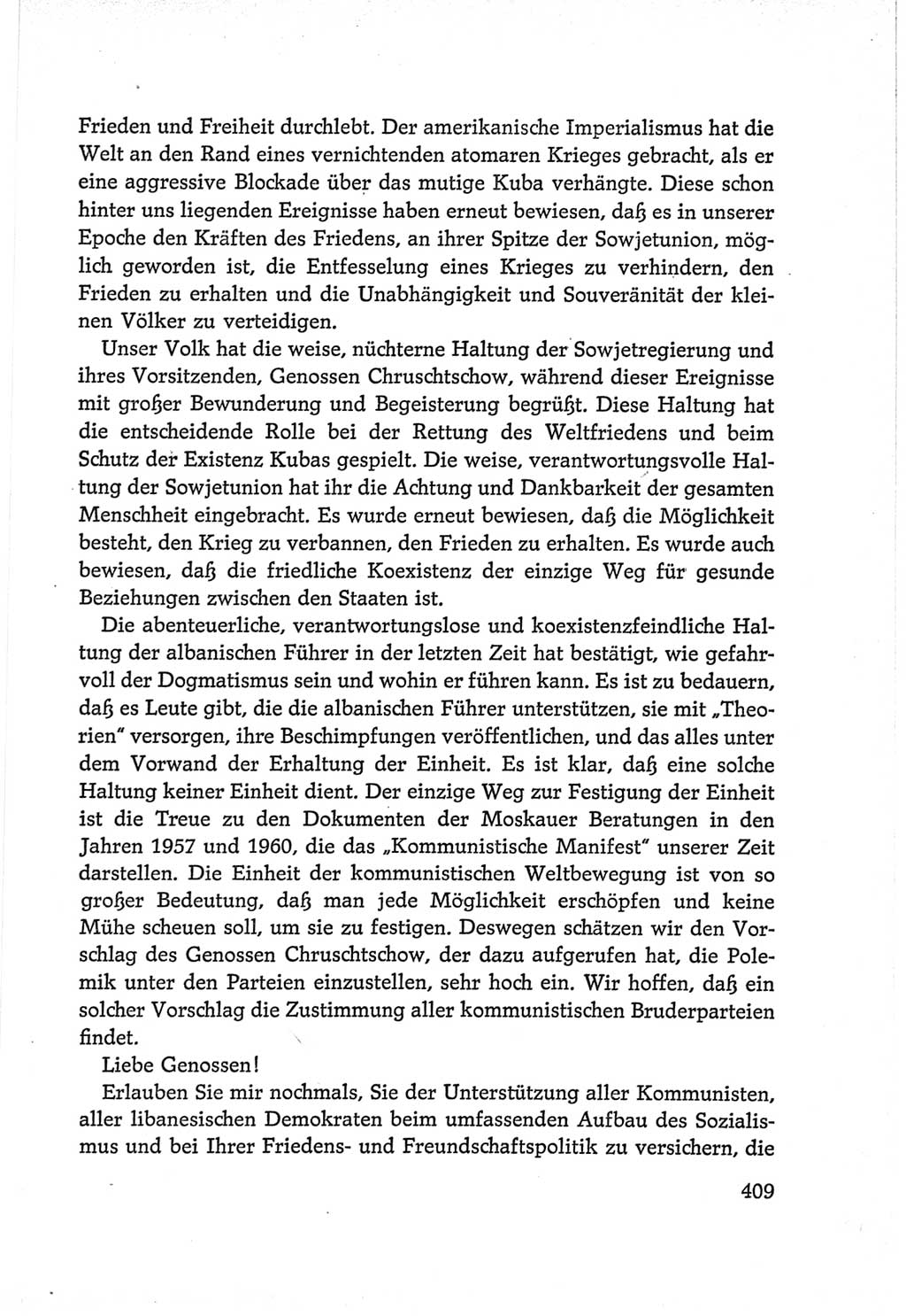 Protokoll der Verhandlungen des Ⅵ. Parteitages der Sozialistischen Einheitspartei Deutschlands (SED) [Deutsche Demokratische Republik (DDR)] 1963, Band Ⅱ, Seite 409 (Prot. Verh. Ⅵ. PT SED DDR 1963, Bd. Ⅱ, S. 409)