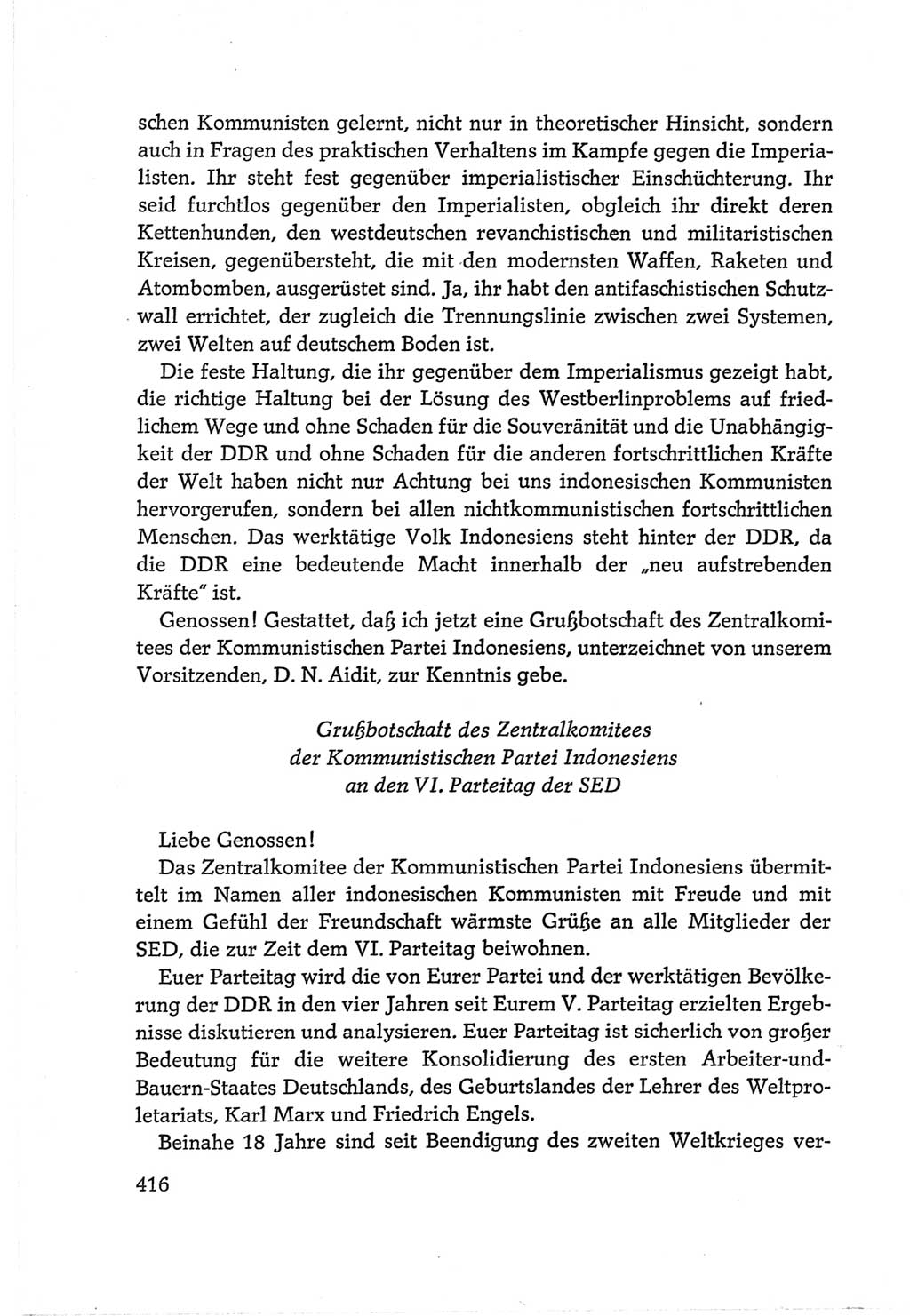 Protokoll der Verhandlungen des Ⅵ. Parteitages der Sozialistischen Einheitspartei Deutschlands (SED) [Deutsche Demokratische Republik (DDR)] 1963, Band Ⅱ, Seite 416 (Prot. Verh. Ⅵ. PT SED DDR 1963, Bd. Ⅱ, S. 416)