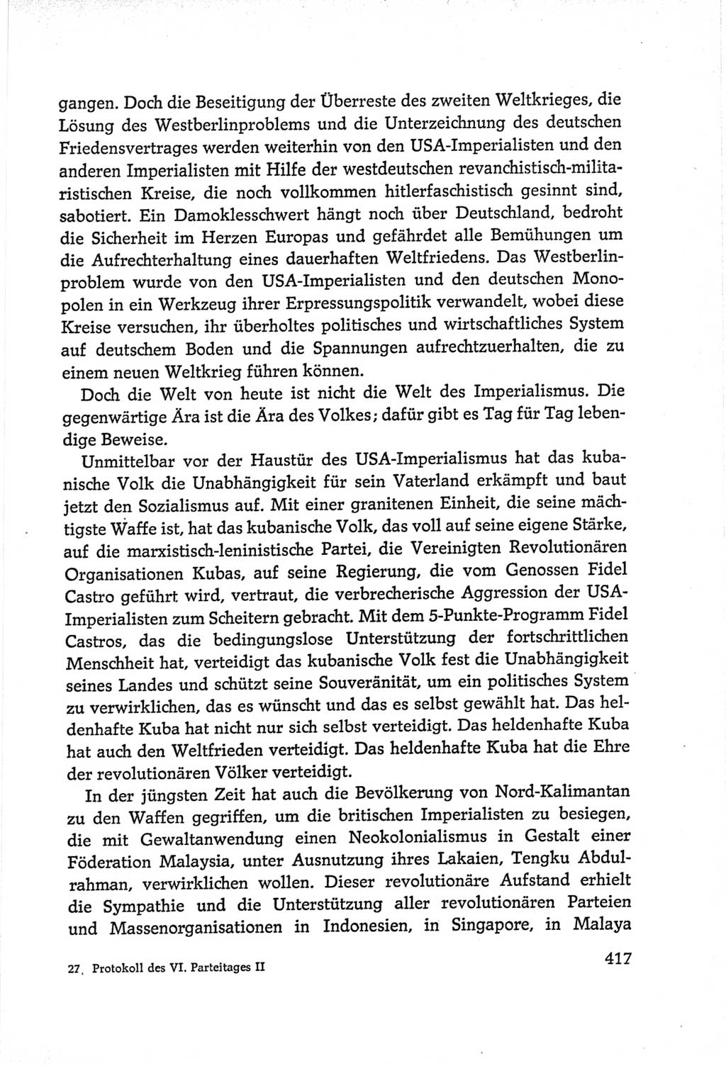 Protokoll der Verhandlungen des Ⅵ. Parteitages der Sozialistischen Einheitspartei Deutschlands (SED) [Deutsche Demokratische Republik (DDR)] 1963, Band Ⅱ, Seite 417 (Prot. Verh. Ⅵ. PT SED DDR 1963, Bd. Ⅱ, S. 417)