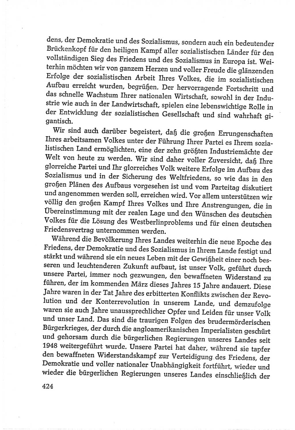 Protokoll der Verhandlungen des Ⅵ. Parteitages der Sozialistischen Einheitspartei Deutschlands (SED) [Deutsche Demokratische Republik (DDR)] 1963, Band Ⅱ, Seite 424 (Prot. Verh. Ⅵ. PT SED DDR 1963, Bd. Ⅱ, S. 424)