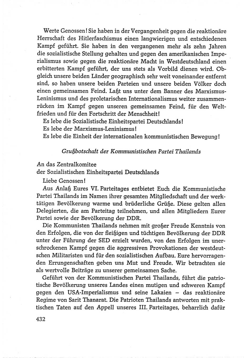 Protokoll der Verhandlungen des Ⅵ. Parteitages der Sozialistischen Einheitspartei Deutschlands (SED) [Deutsche Demokratische Republik (DDR)] 1963, Band Ⅱ, Seite 432 (Prot. Verh. Ⅵ. PT SED DDR 1963, Bd. Ⅱ, S. 432)