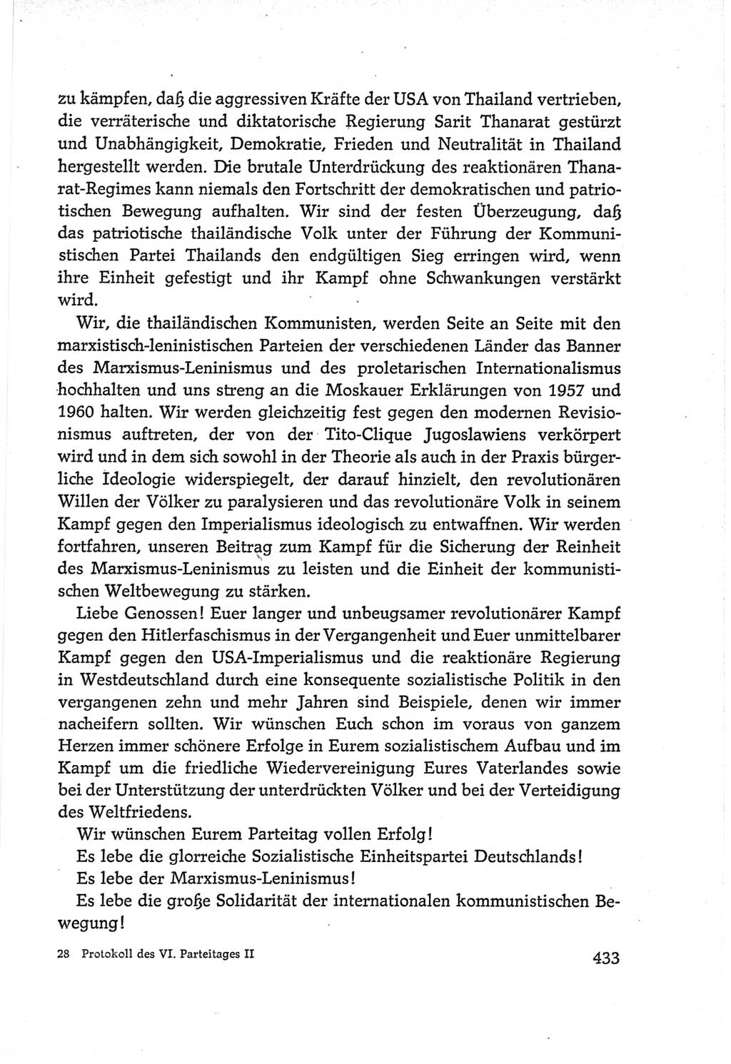 Protokoll der Verhandlungen des Ⅵ. Parteitages der Sozialistischen Einheitspartei Deutschlands (SED) [Deutsche Demokratische Republik (DDR)] 1963, Band Ⅱ, Seite 433 (Prot. Verh. Ⅵ. PT SED DDR 1963, Bd. Ⅱ, S. 433)