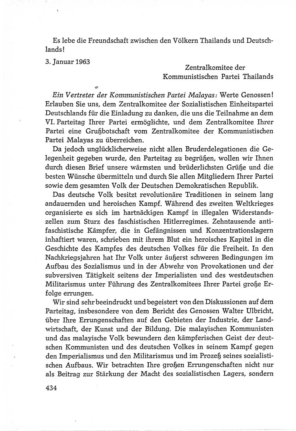 Protokoll der Verhandlungen des Ⅵ. Parteitages der Sozialistischen Einheitspartei Deutschlands (SED) [Deutsche Demokratische Republik (DDR)] 1963, Band Ⅱ, Seite 434 (Prot. Verh. Ⅵ. PT SED DDR 1963, Bd. Ⅱ, S. 434)