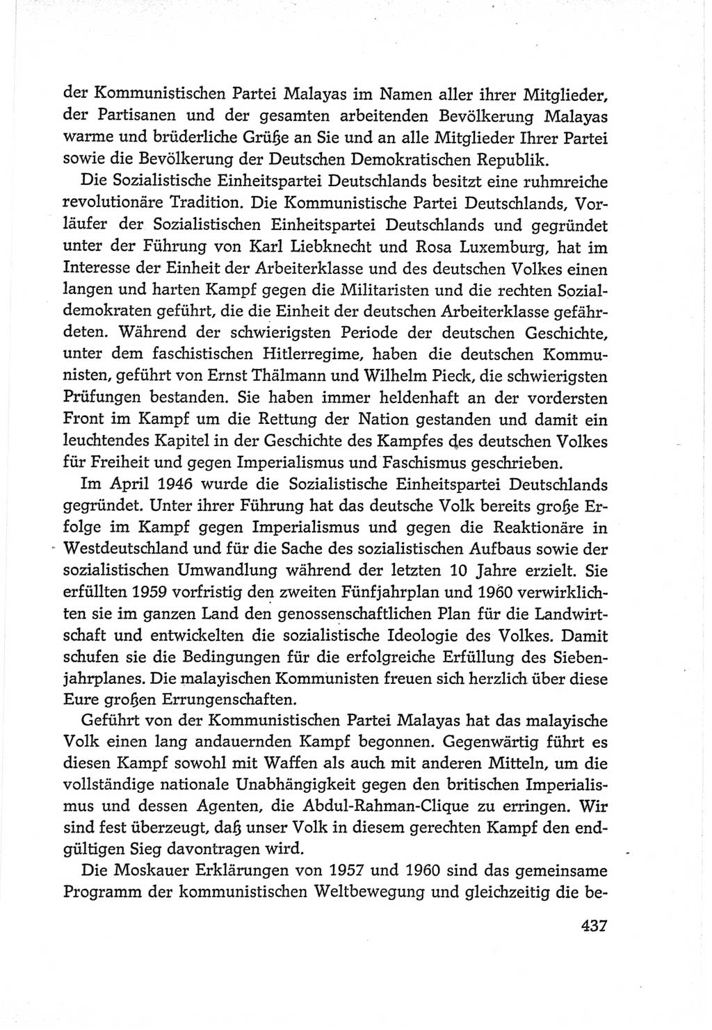 Protokoll der Verhandlungen des Ⅵ. Parteitages der Sozialistischen Einheitspartei Deutschlands (SED) [Deutsche Demokratische Republik (DDR)] 1963, Band Ⅱ, Seite 437 (Prot. Verh. Ⅵ. PT SED DDR 1963, Bd. Ⅱ, S. 437)