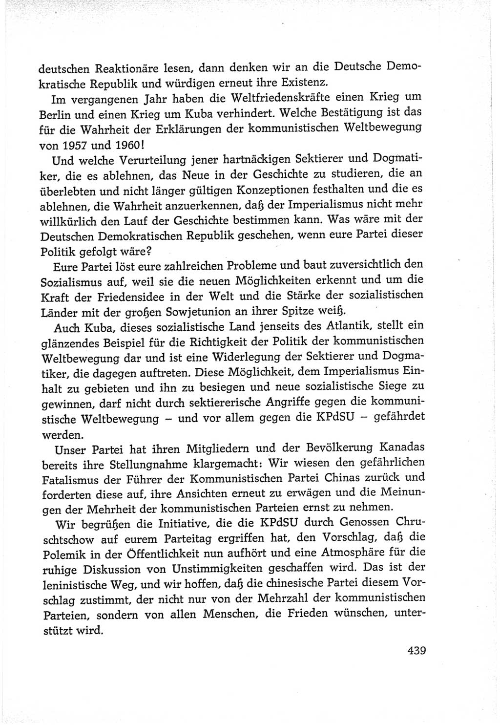 Protokoll der Verhandlungen des Ⅵ. Parteitages der Sozialistischen Einheitspartei Deutschlands (SED) [Deutsche Demokratische Republik (DDR)] 1963, Band Ⅱ, Seite 439 (Prot. Verh. Ⅵ. PT SED DDR 1963, Bd. Ⅱ, S. 439)