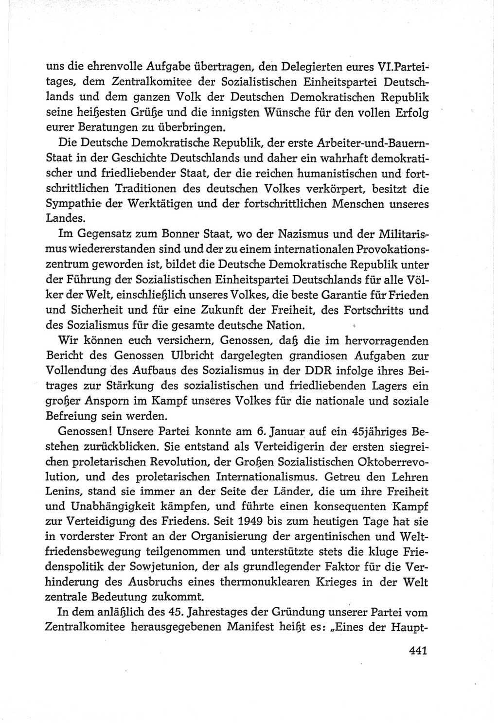 Protokoll der Verhandlungen des Ⅵ. Parteitages der Sozialistischen Einheitspartei Deutschlands (SED) [Deutsche Demokratische Republik (DDR)] 1963, Band Ⅱ, Seite 441 (Prot. Verh. Ⅵ. PT SED DDR 1963, Bd. Ⅱ, S. 441)