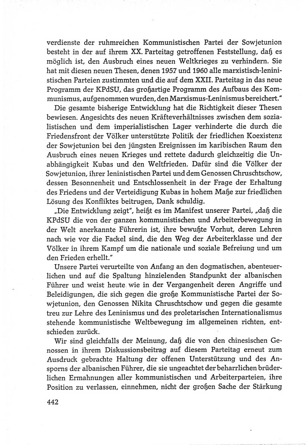 Protokoll der Verhandlungen des Ⅵ. Parteitages der Sozialistischen Einheitspartei Deutschlands (SED) [Deutsche Demokratische Republik (DDR)] 1963, Band Ⅱ, Seite 442 (Prot. Verh. Ⅵ. PT SED DDR 1963, Bd. Ⅱ, S. 442)