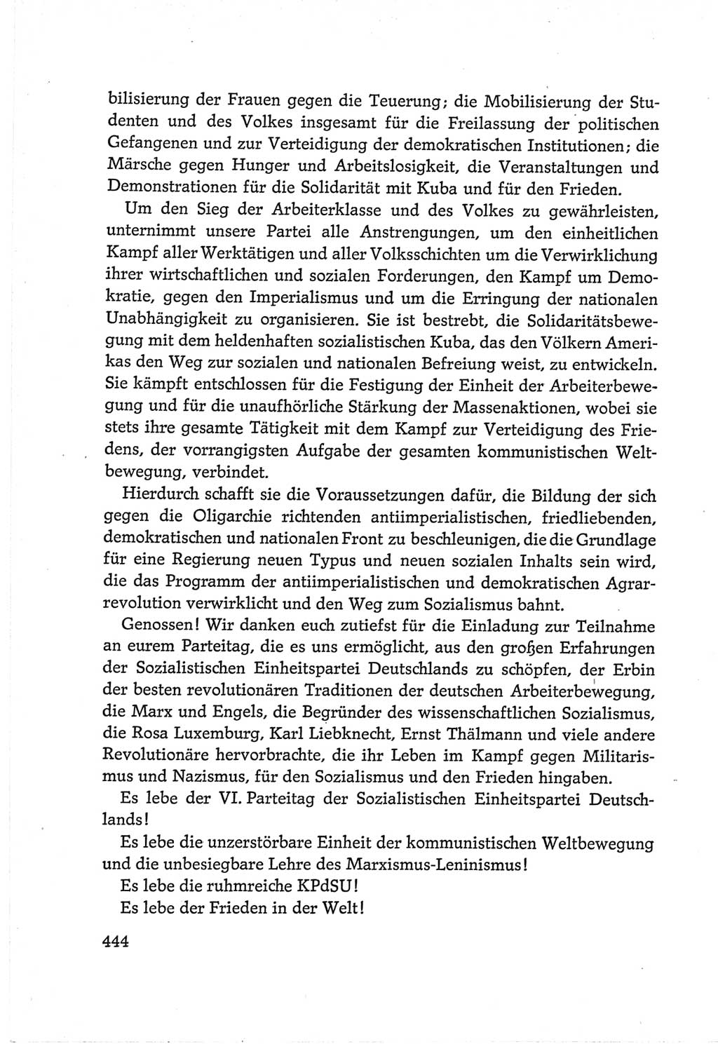 Protokoll der Verhandlungen des Ⅵ. Parteitages der Sozialistischen Einheitspartei Deutschlands (SED) [Deutsche Demokratische Republik (DDR)] 1963, Band Ⅱ, Seite 444 (Prot. Verh. Ⅵ. PT SED DDR 1963, Bd. Ⅱ, S. 444)
