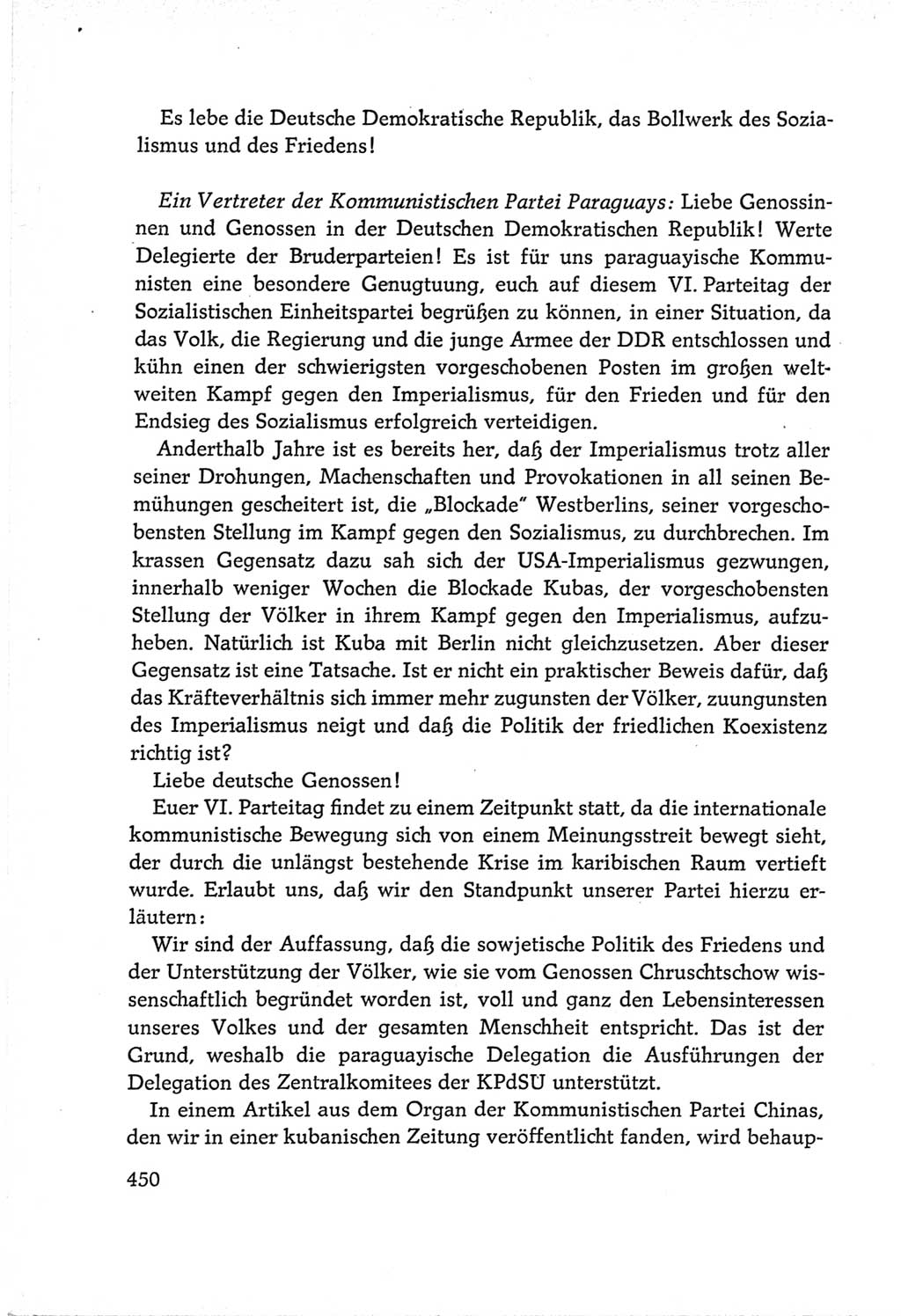 Protokoll der Verhandlungen des Ⅵ. Parteitages der Sozialistischen Einheitspartei Deutschlands (SED) [Deutsche Demokratische Republik (DDR)] 1963, Band Ⅱ, Seite 450 (Prot. Verh. Ⅵ. PT SED DDR 1963, Bd. Ⅱ, S. 450)