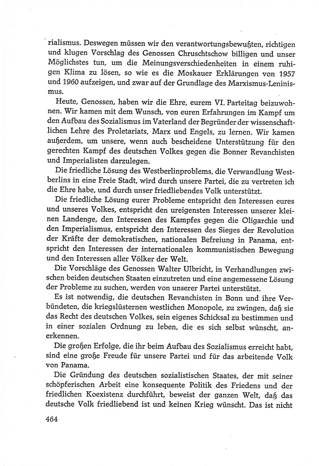 Protokoll der Verhandlungen des Ⅵ. Parteitages der Sozialistischen Einheitspartei Deutschlands (SED) [Deutsche Demokratische Republik (DDR)] 1963, Band Ⅱ, Seite 464 (Prot. Verh. Ⅵ. PT SED DDR 1963, Bd. Ⅱ, S. 464)