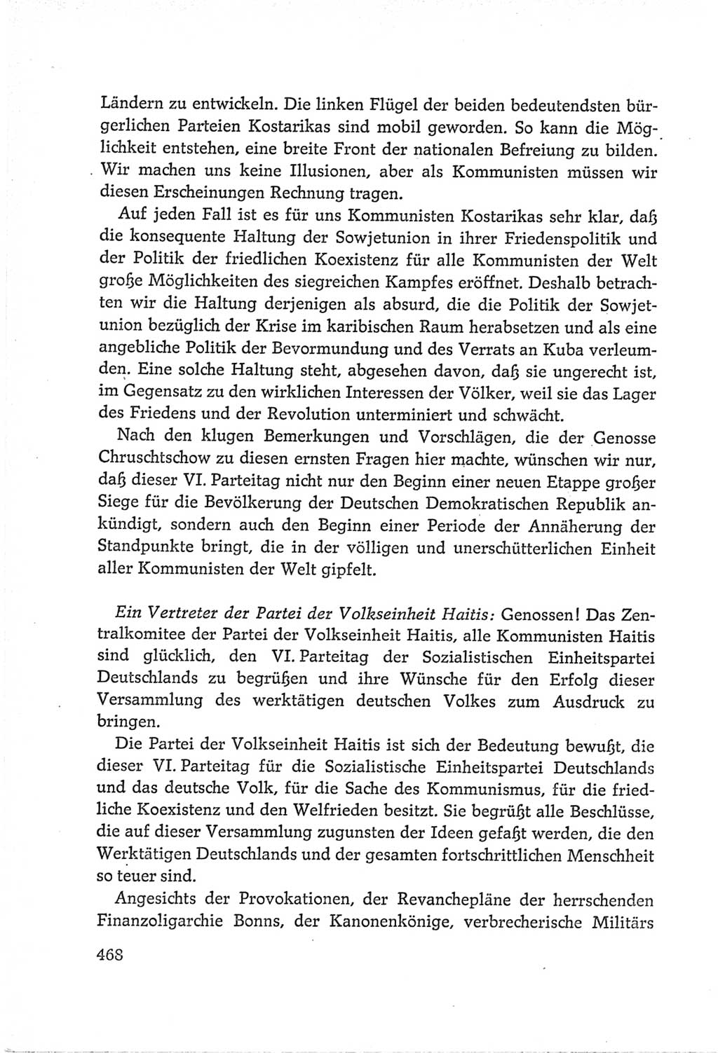 Protokoll der Verhandlungen des Ⅵ. Parteitages der Sozialistischen Einheitspartei Deutschlands (SED) [Deutsche Demokratische Republik (DDR)] 1963, Band Ⅱ, Seite 468 (Prot. Verh. Ⅵ. PT SED DDR 1963, Bd. Ⅱ, S. 468)